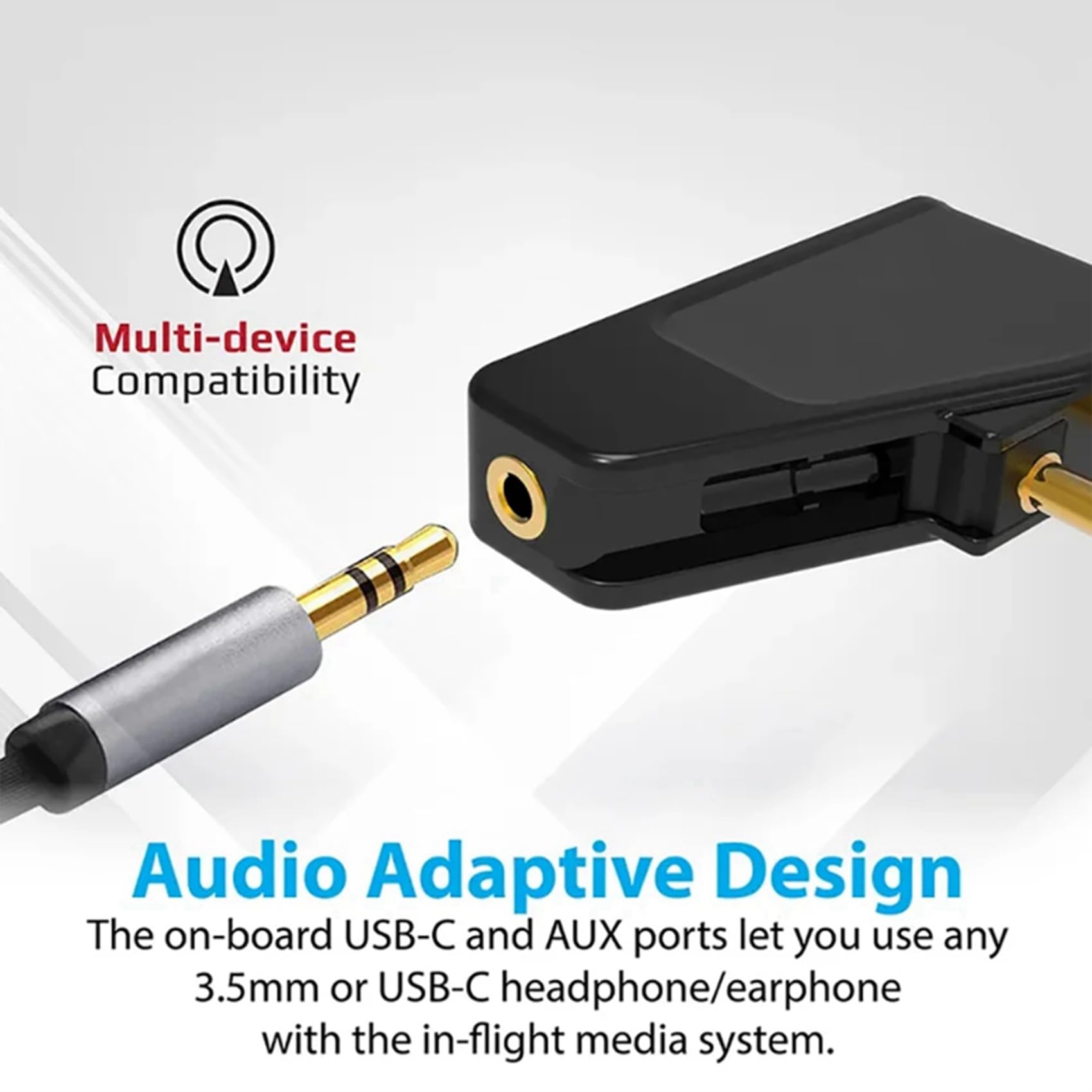 4X Bluetooth 5.3 Adapter Lotu Samolotu Samolotem Nadajnik A2DP do Bezprzewodowych SłUchawek Aonic 40 50 z Redukcją SzumóW