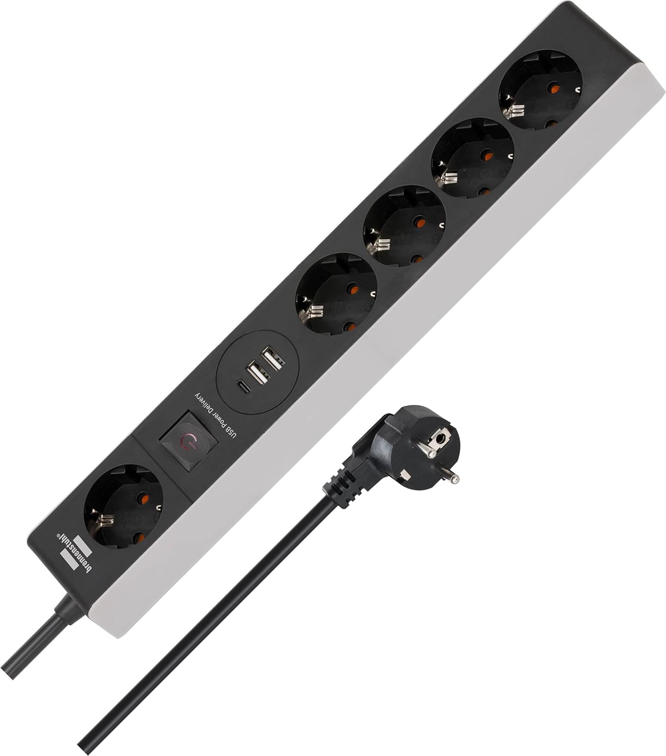 Brennenstuhl Power Strip 5-Way with USB C Power Delivery and 2 USB 2.4 A (USB C Power Strip for Fast Charge, 1x USB C Power Delivery, 2X USB 2.4 A)