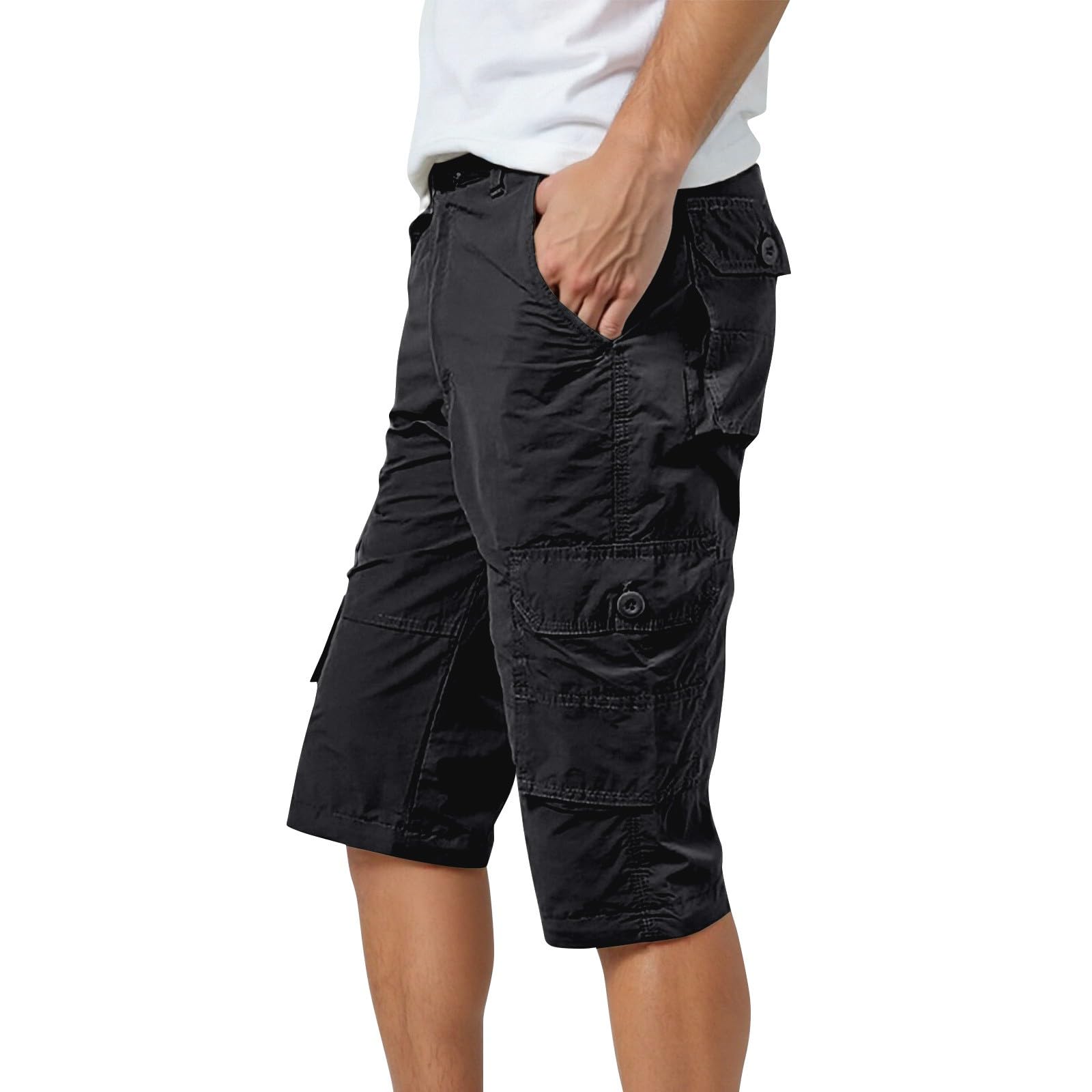 Pantalones de senderismo para hombre, convertibles, bolsillos multifunción, rodilleras reforzadas, ideales para actividades al aire libre con cinturón extraíble, material ultraligero para