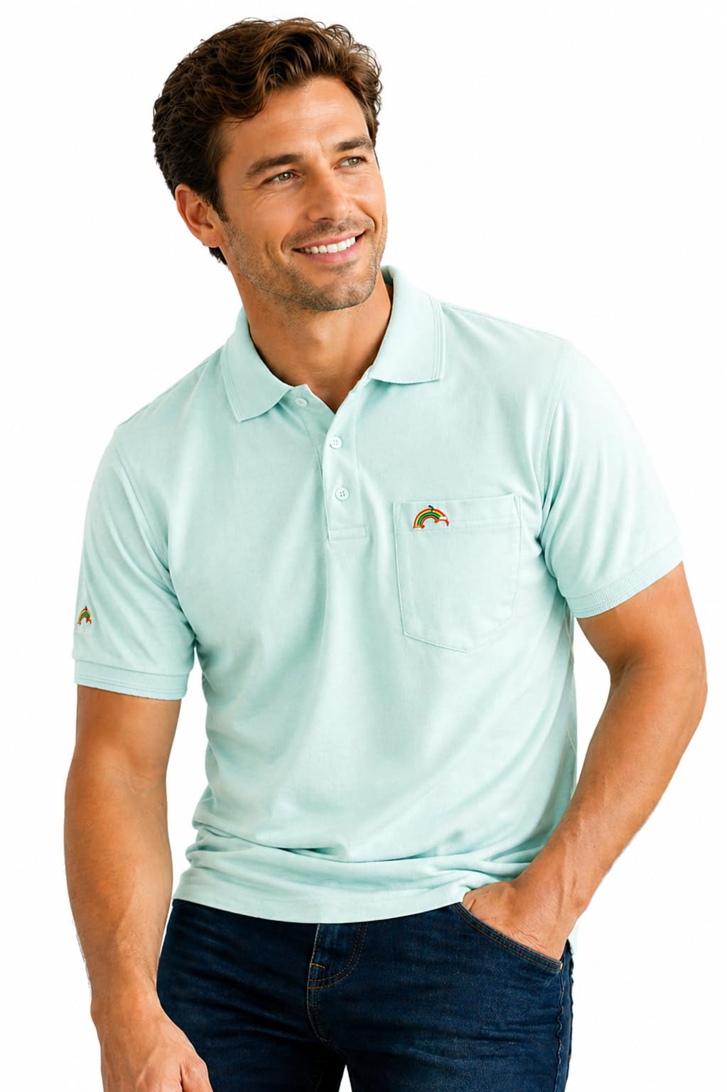 Men Regular fit Polo Neck Front Pocket ||Pocket Embroidery Casual Wear||Half Sleeve Side on Sleeve Embroidery|| Button Closer t Shirt for Men-picture-29
