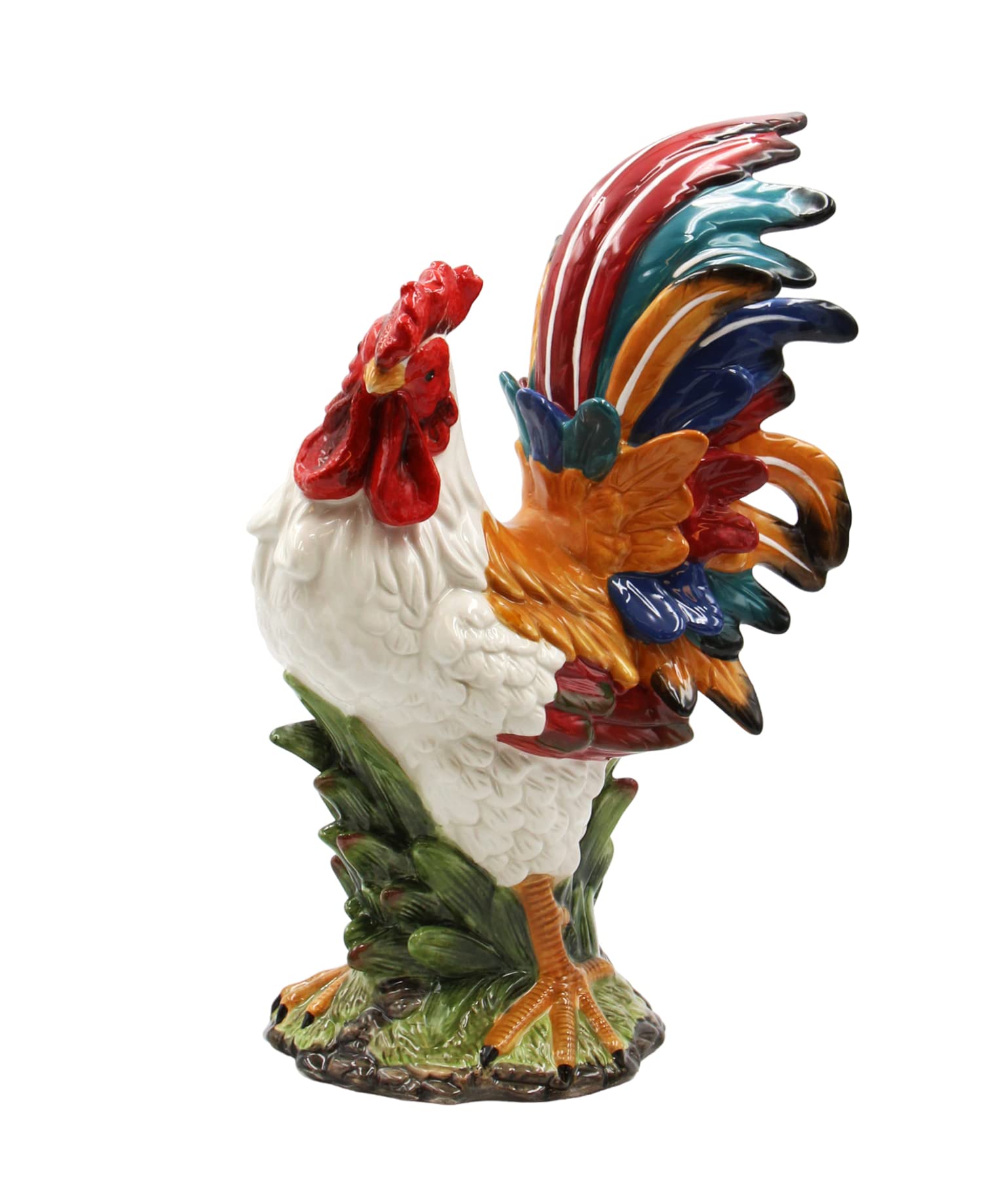 アンティーク雑貨   Rooster Figurine 2017 Amazon.com: Cosmos Gifts Fine Ceramic Multi Colored Country