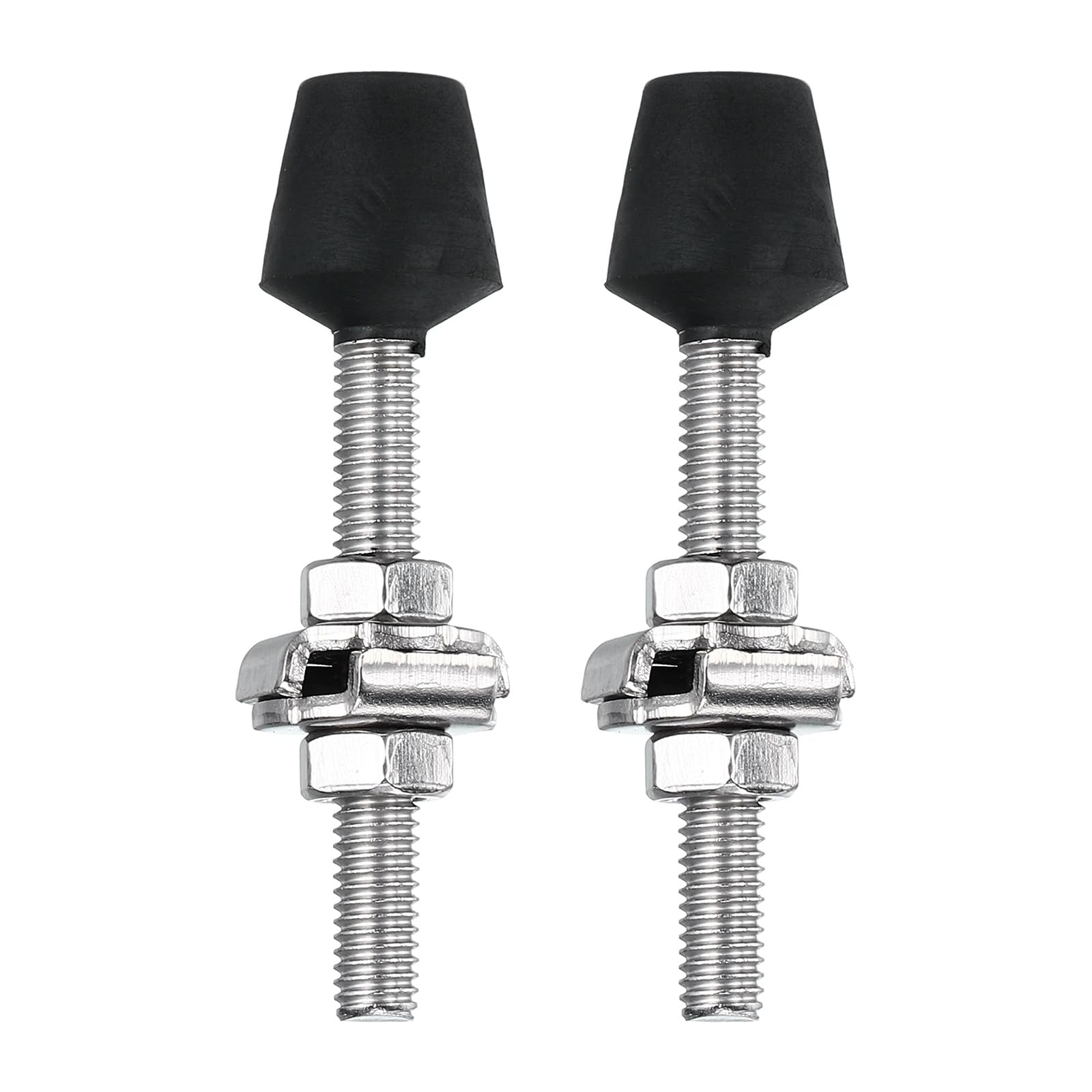 sourcing map 2Pcs Toggle Clamp Foot Rubber Head 304 Stainless Steel M6x63 mm Toggle Clamp Screw Assembly for Boxes, Cabinets, Doors with 4 Pcs Screws and Washers