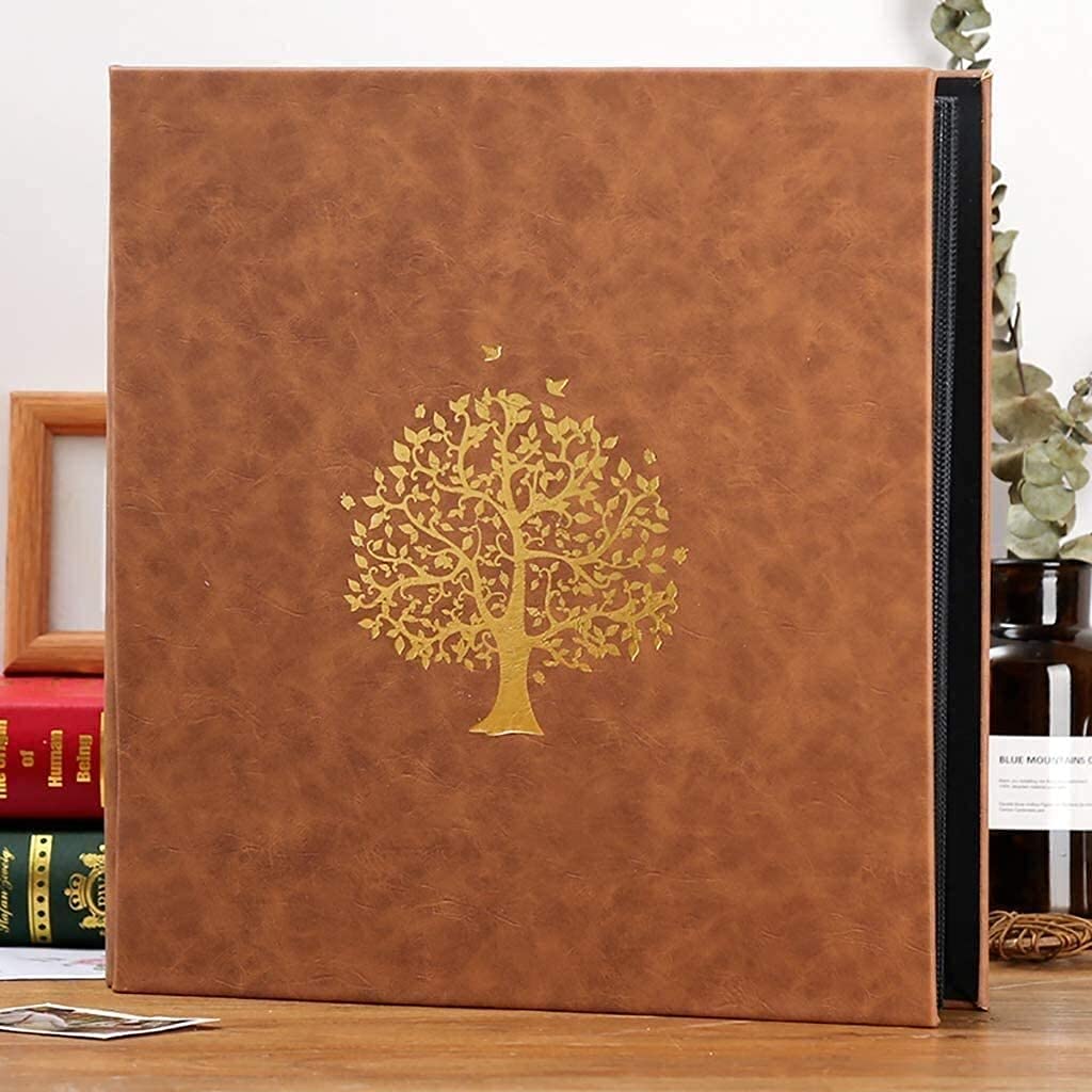 800 retro szlachetne skórzane albumy fotograficzne z czarnymi stronami wewnętrznymi 10 x 15 cm, rodzinna książka dla dzieci 33,5 x 36 cm (kolor: brązowy)