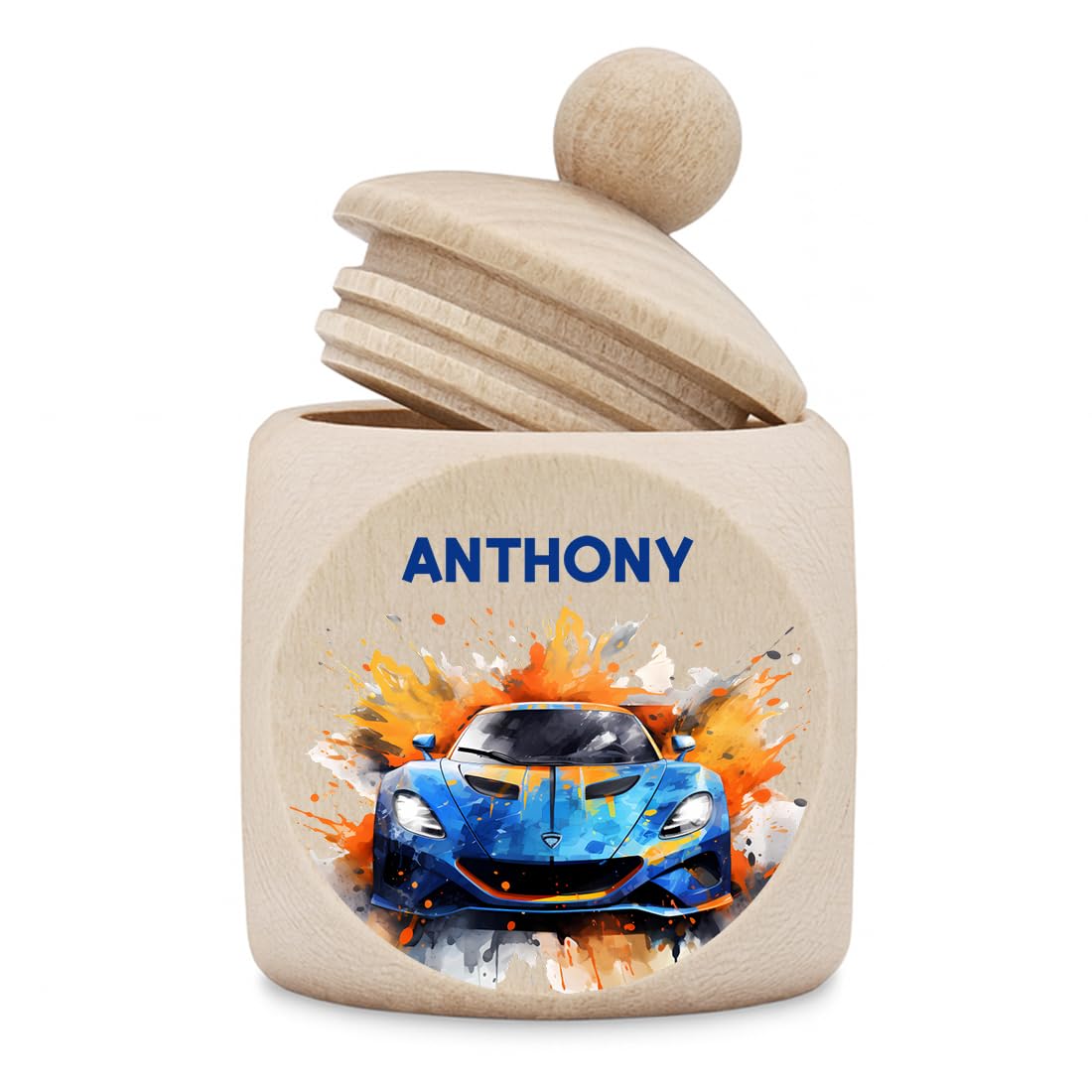 polar-effekt Milchzahndose für Jungen personalisiert mit Auto UV-Druck - Zahndose mit Wunschnamen - Zähne kinderleicht aufbewahren - Zeitloses Erinnerungsstück