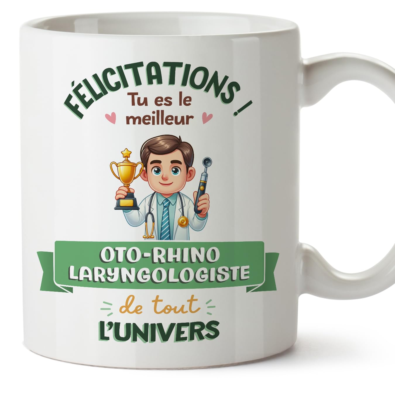 MUGFFINS Otolaryngologist Man Mug - in French - Meilleur Univers Trophée - Funny Gift for Colleagues - Ceramic 11oz Mug — image 1