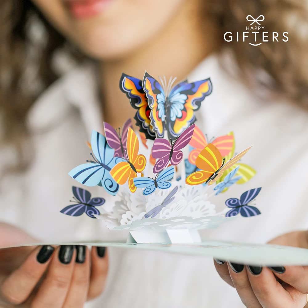 HAPPY GIFTERS Butterfly Pop Up Card, Appreciation Gifts 3D Greeting Pop Out Surprise - Image 2