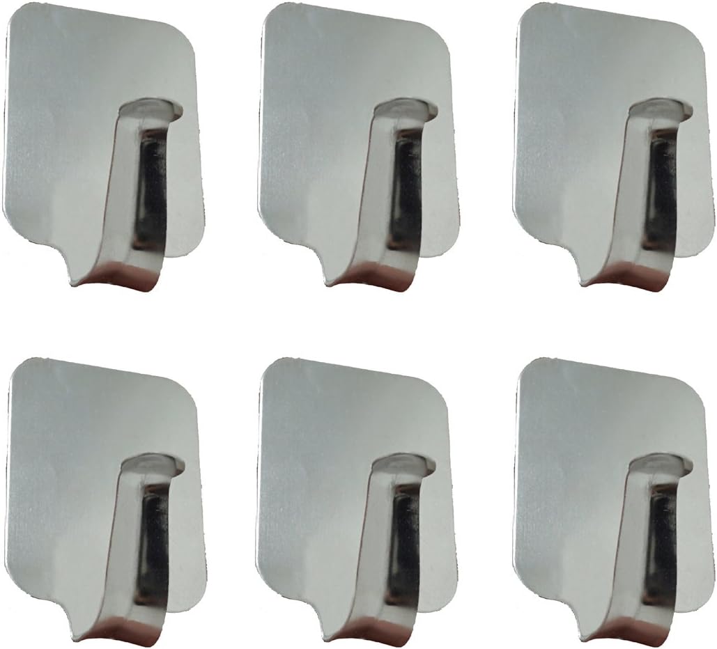 4.4lb / 2kg 6-Pack Stainless Steel Hooks, Premium Metal Hooks Heavy Duty Hooks Pack, Easy to Install and Remove, Hooks for Hanging