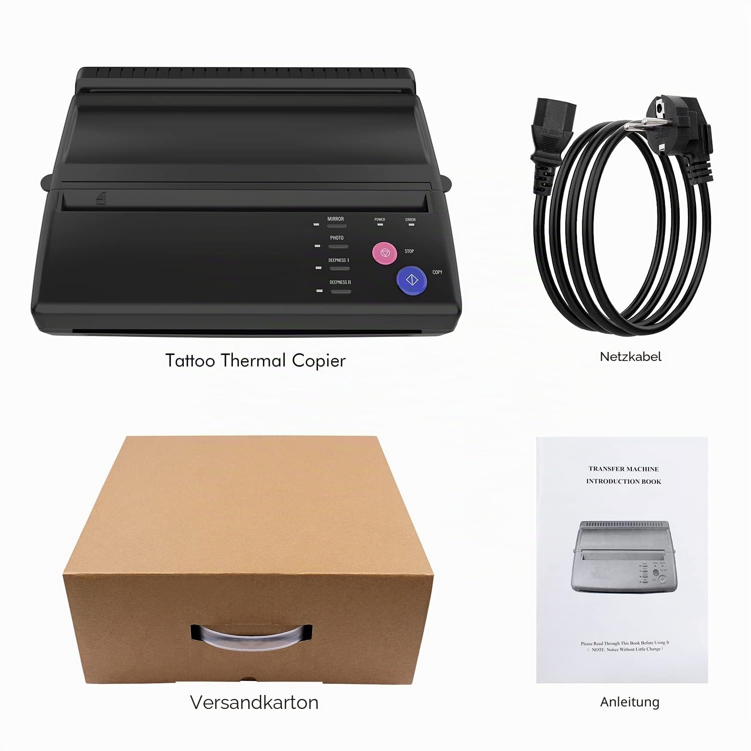 TATELF Stencil Drucker Tattoo Thermodrucker A4 Tattoo Stencil Transfer Maschine Thermal Printer, Professionelle Thermodrucker Printer Kopierer für DIY A4 Papier