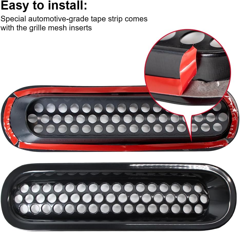 Front Mesh Grille Cover Guard Clip-in & Headlight Cover Fits 2007-2017 for Jeep Wrangler JK JKU - Headlight Bezels Trim & Grille Mesh Inserts