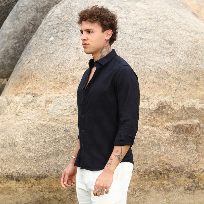 Image of CAHOOT Men's Solid Utility Shirt | Casual Wear | Spread Collar | Long Sleeve | Button Closure | Shirt Crafted with Comfort Fit for Everyday Wear