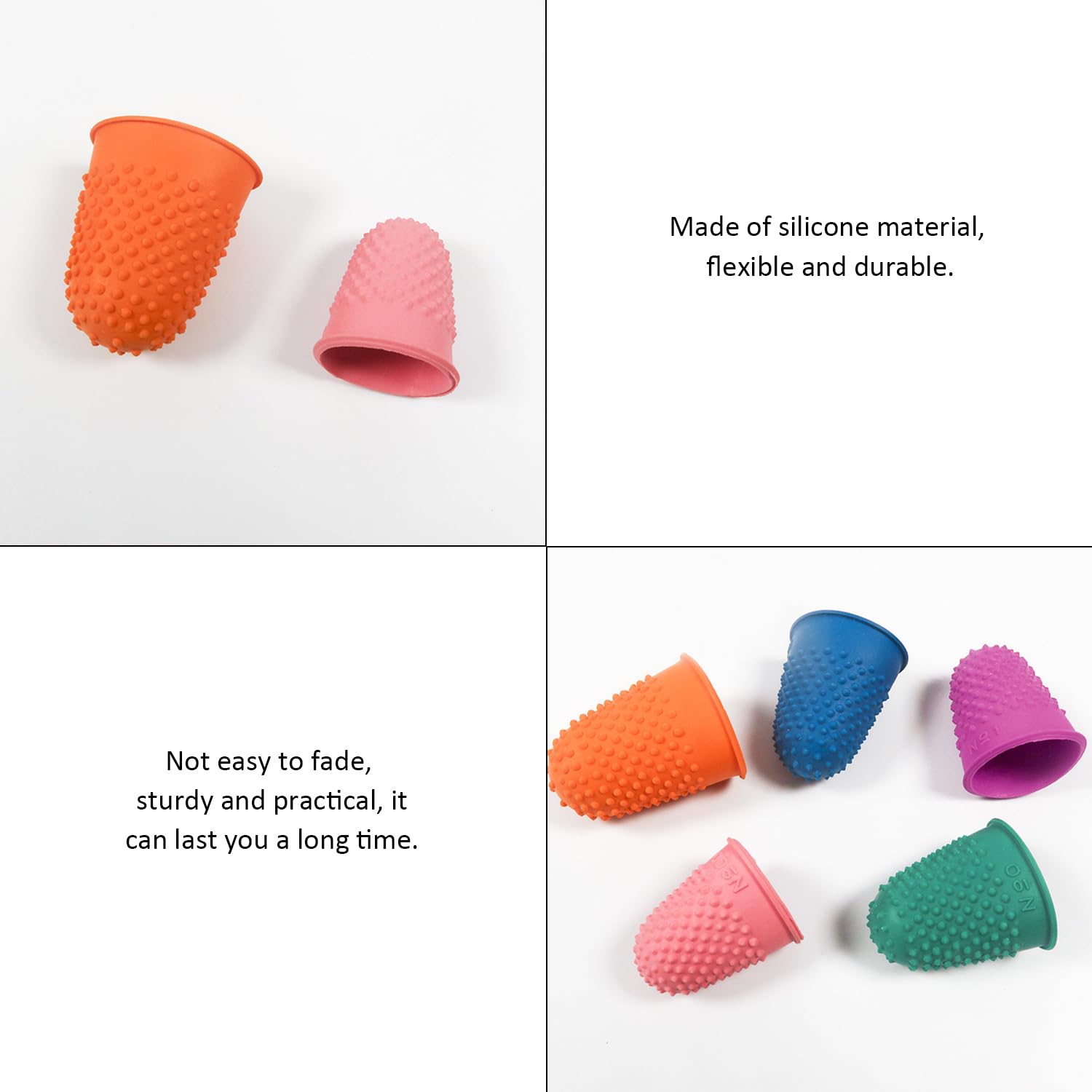8 Protège-Doigts, Protège-Doigts En Silicone, Doigtiers En Silicone, Doigtiers Longs Et Courts En Silicone, Doigtiers Antidérapants(Rose, Vert, Orange, Bleu, Violet, Rouge)