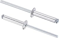 Vista 10 de uxcell Remaches ciegos, remaches de aluminio para decoración de núcleo, 0.094 in de diámetro, 0.236 in, longitud de agarre, tono plateado, 60 piezas
