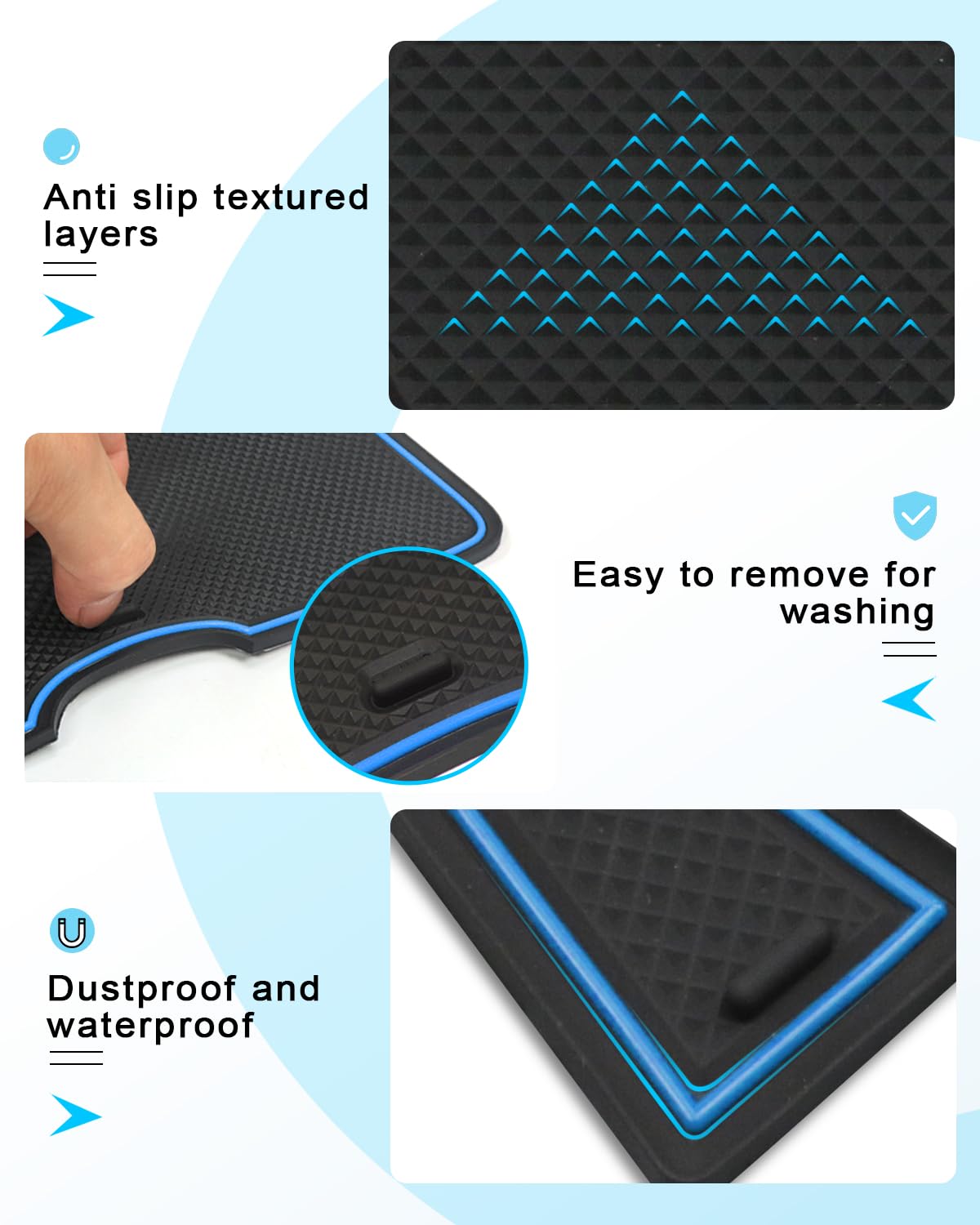 CDEFG Compatibile con BMW X1 U11 2023 2024 2025 Tappetini in gomma antiscivolo per la console centrale, tazza antiscivolo, gomma non scivolosa per auto iX1 X1 U11 Accessori (Blu)