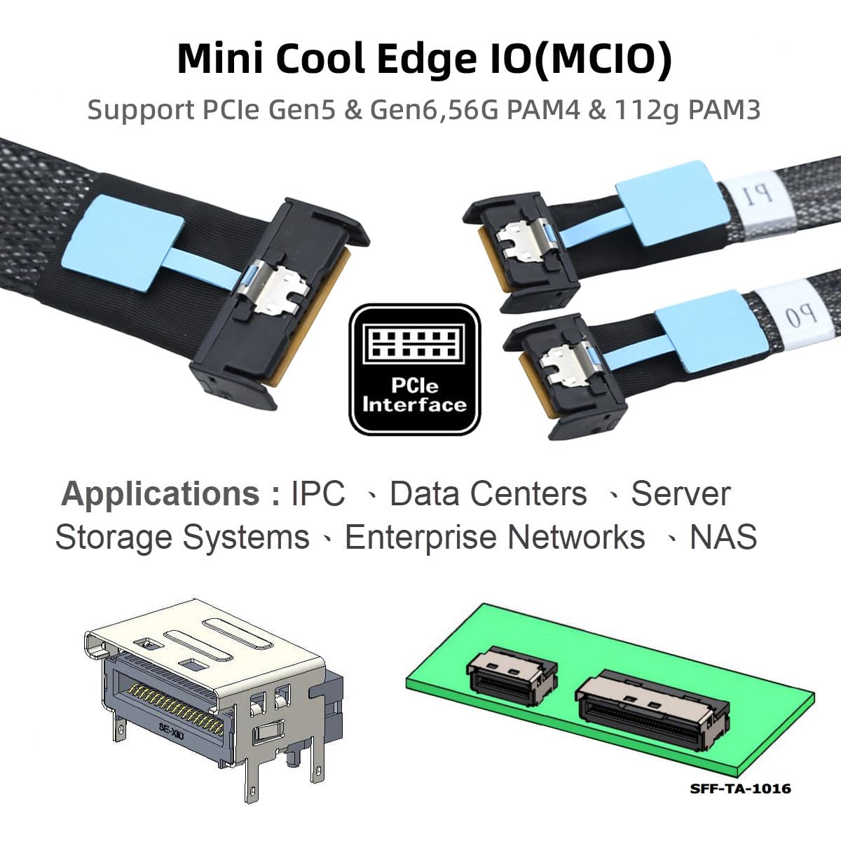 cablecc MCIO PCI-E 5.0 Mini Cool Edge IOSTR PCI-E 8i 74Pin Maschio a Dual MCIO 38Pin Maschio Extender Cable 50 cm