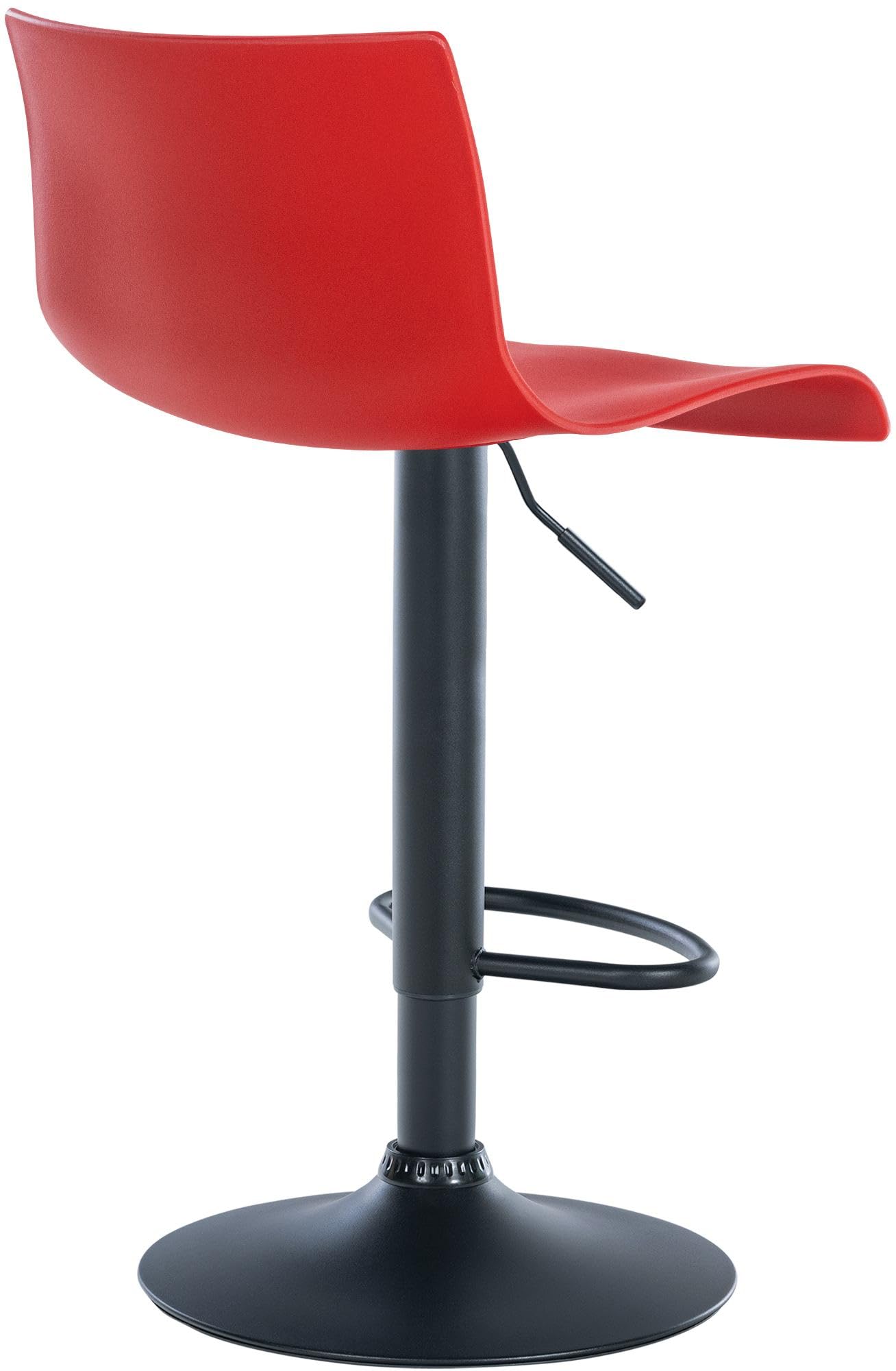 CLP 2er Set Barhocker Branford I Stoff I Kunststoff I Höhenverstellbarer Küchenhocker I Thekenhocker Mit Integrierter Fußstütze Farbe rot Material Kunststoff