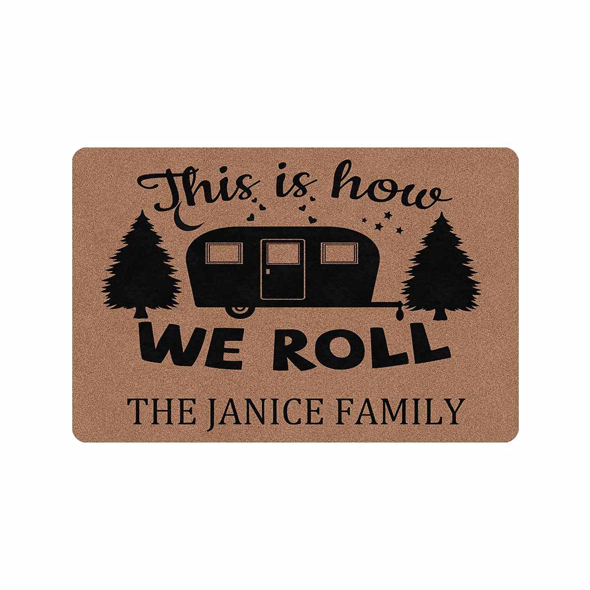 Custom Name Camper Doormats with Heavy-Duty 24x16 Inch This is How We Roll Non-Slip Rubber Doormat Decorative Rugs for Camping Indoor Outdoor Floor Mat for Home Kitchen Easy Clean Made in USA