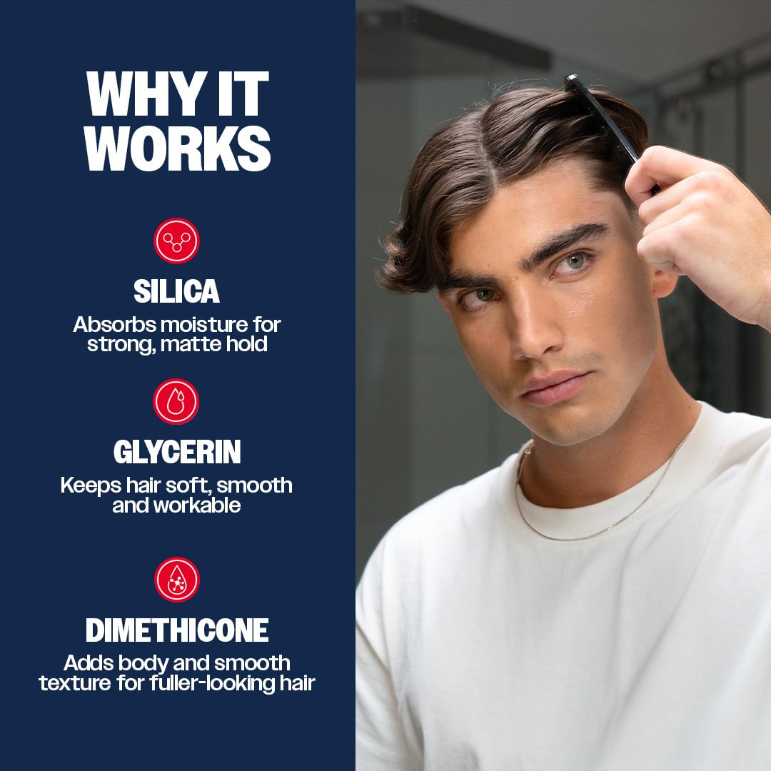 Slick Gorilla Haarstyling-Texturpuder und Texture-Kamm für Männer – Mattes Haarpuder und Carbon-Breitzahnkamm für Volumen, Griff, Form und Halt. Nicht fettendes Styling für einen natürlichen Look