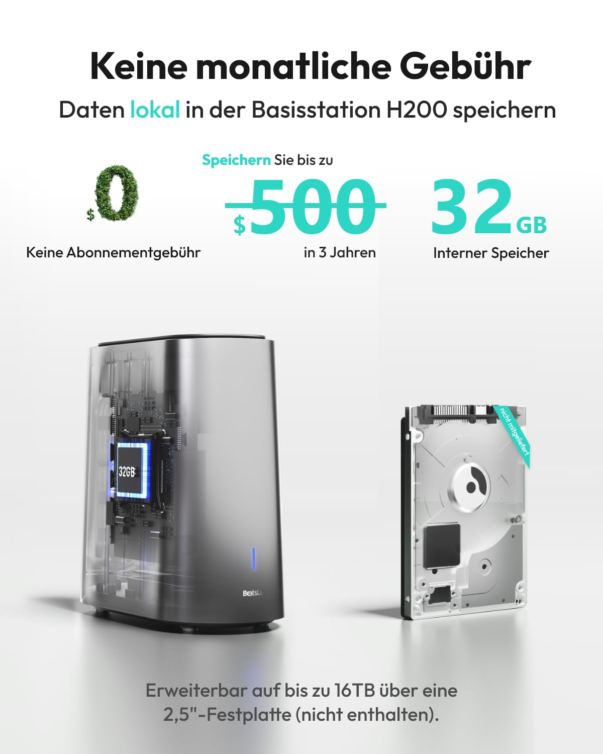 BOTSLAB 4K Buitencamera Met Zonne-accu – 32 GB Lokaal, Geen Abonnementskosten, 360° Wifi, Kleurnachtzicht, AI-detectie En Automatische Tracking