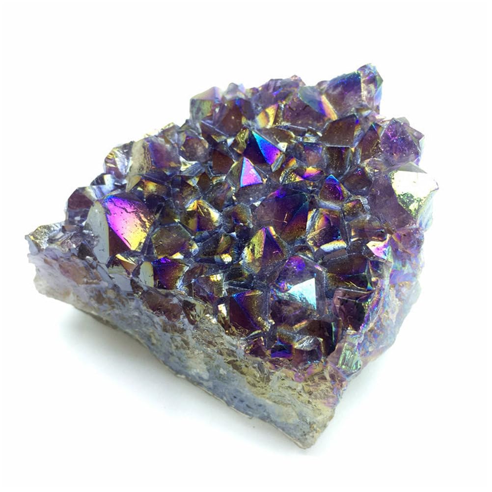 QWZTAEOZA Amethyst Cluster Electroplated Color Mark Crystals Druzy and Raw Rock Stones Gemstones for Divination Collection,40~60g