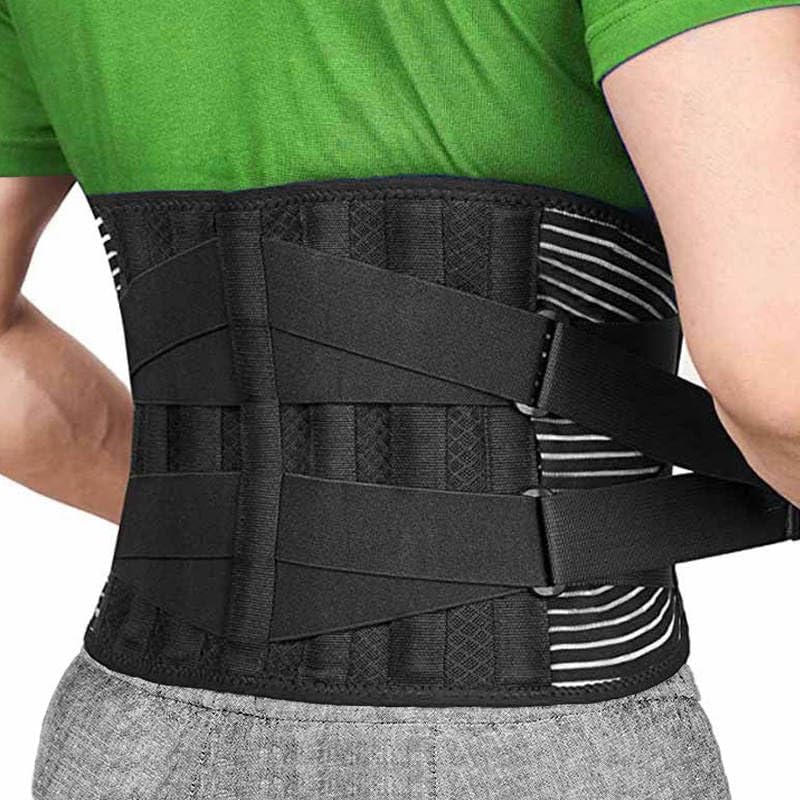 Faja Lumbar para Hombre y Mujer con Soporte Doble Ajuste, Alivia Dolor de Espalda y Cintura, Cinturón Lumbar Transpirable para Trabajo y Deporte, 6 Varillas de Soporte y Bolsa de Transporte (XX-Large)