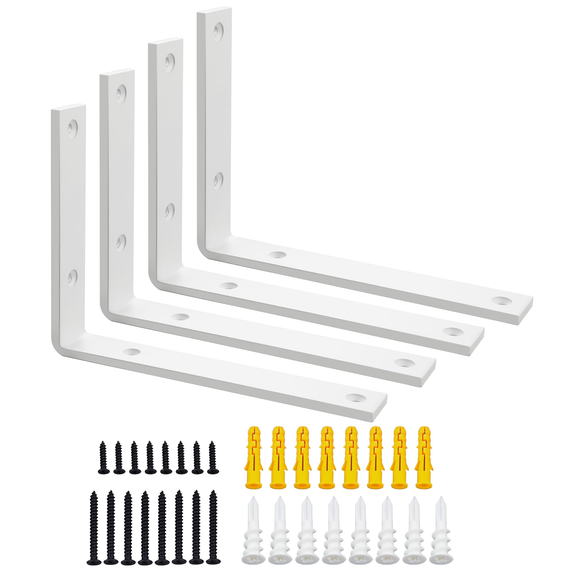SAYAYO Shelf Brackets Heavy Duty 5MM Thick White Angle Brackets Metal L Brackets for Shelves Wooden Shelf Brackets & Supports Wall Hanging Corner Brace