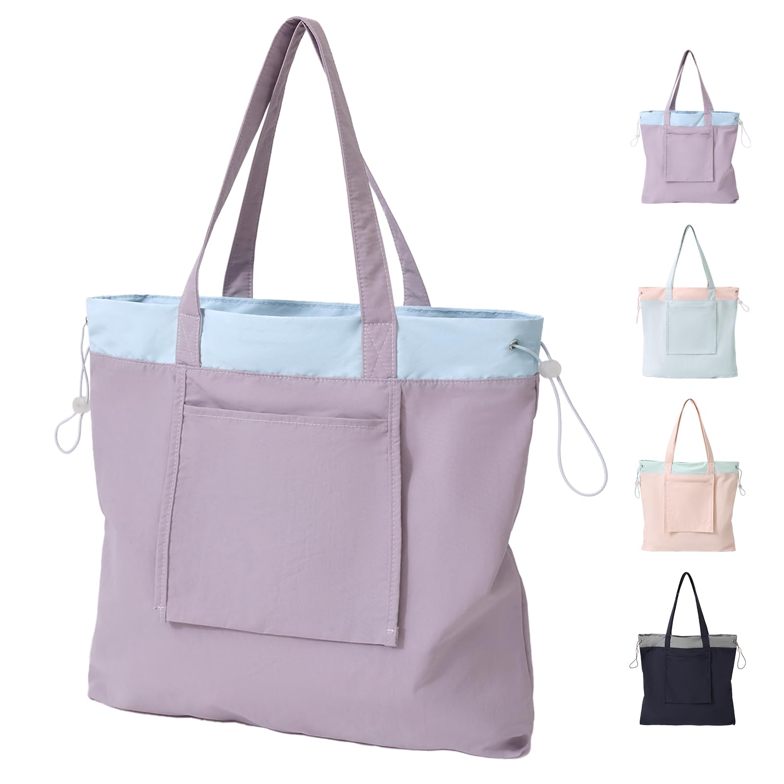 GODWOODS Tote Bag Aesthetic Canvas Handbags with Zipper for Women Travel Shoulder Bags Purses with compartments (A - Purple) โ image 1