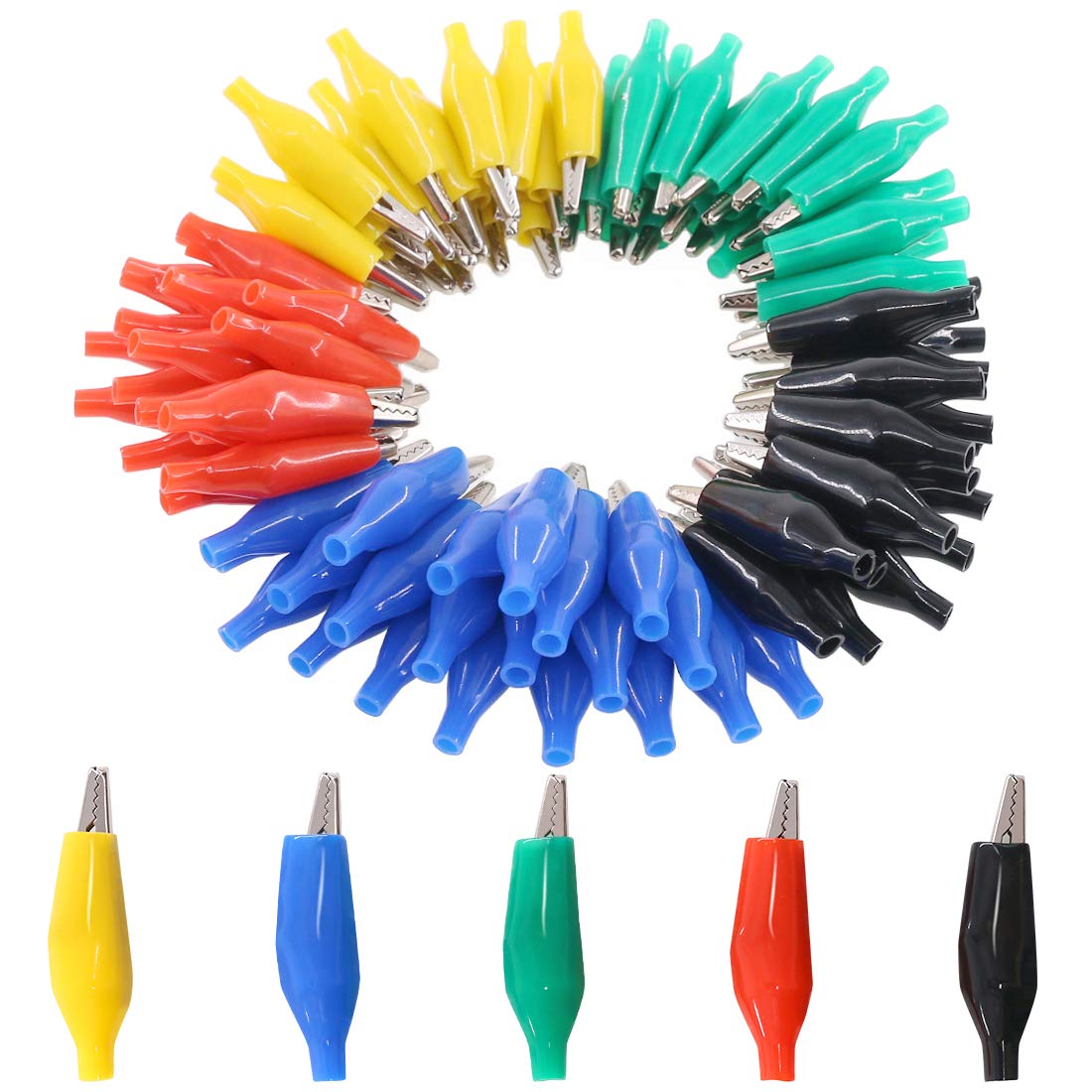 Glarks 100Pcs 1.1''/28mm Alligator Clips Crocodile Electrical Test