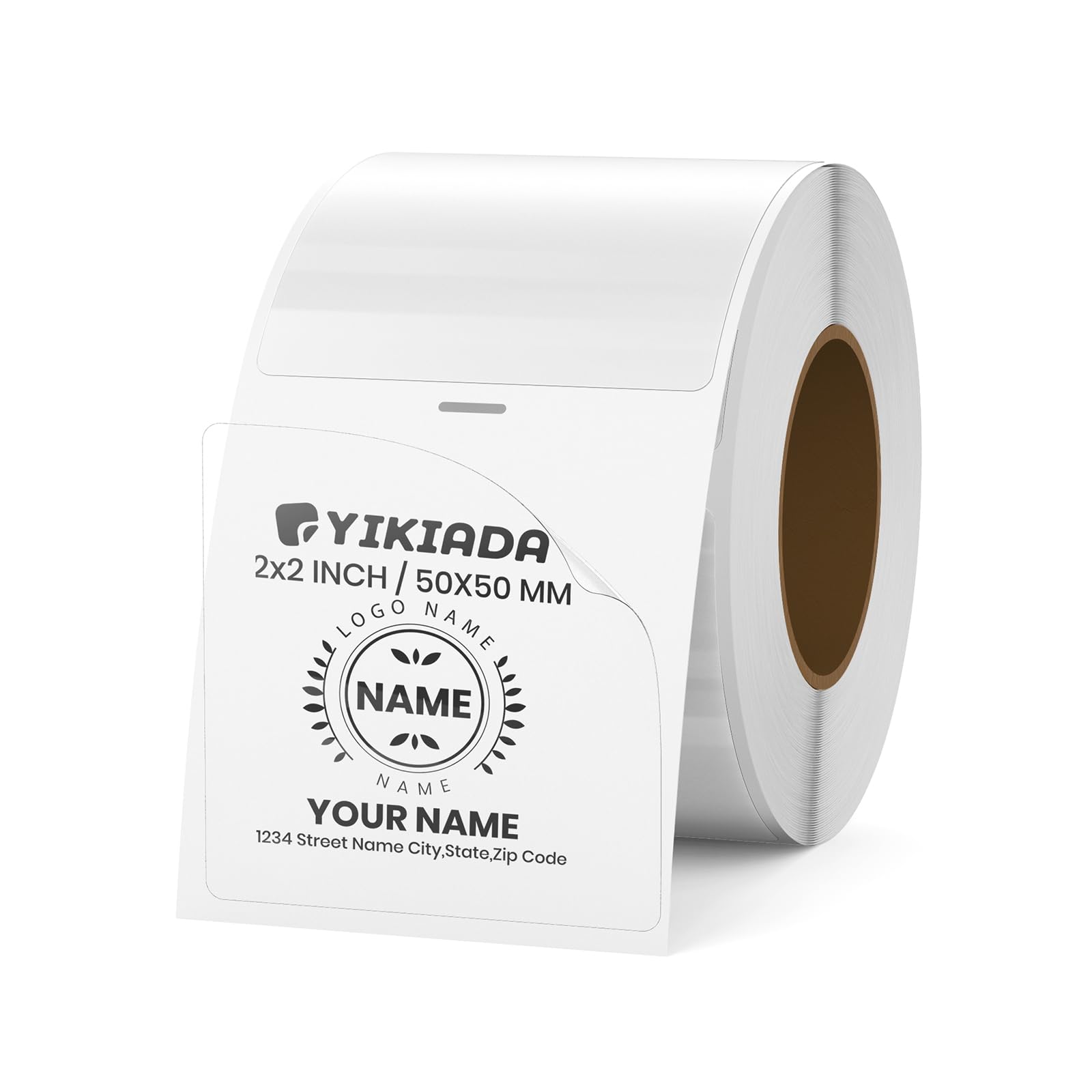 YIKIADA Clear Thermal Labels Vinyl 2 × 2 Inch Self-Adhesive Square Stickers Roll Waterproof Printer Direct Decals Package Seal for QR Code Envelope