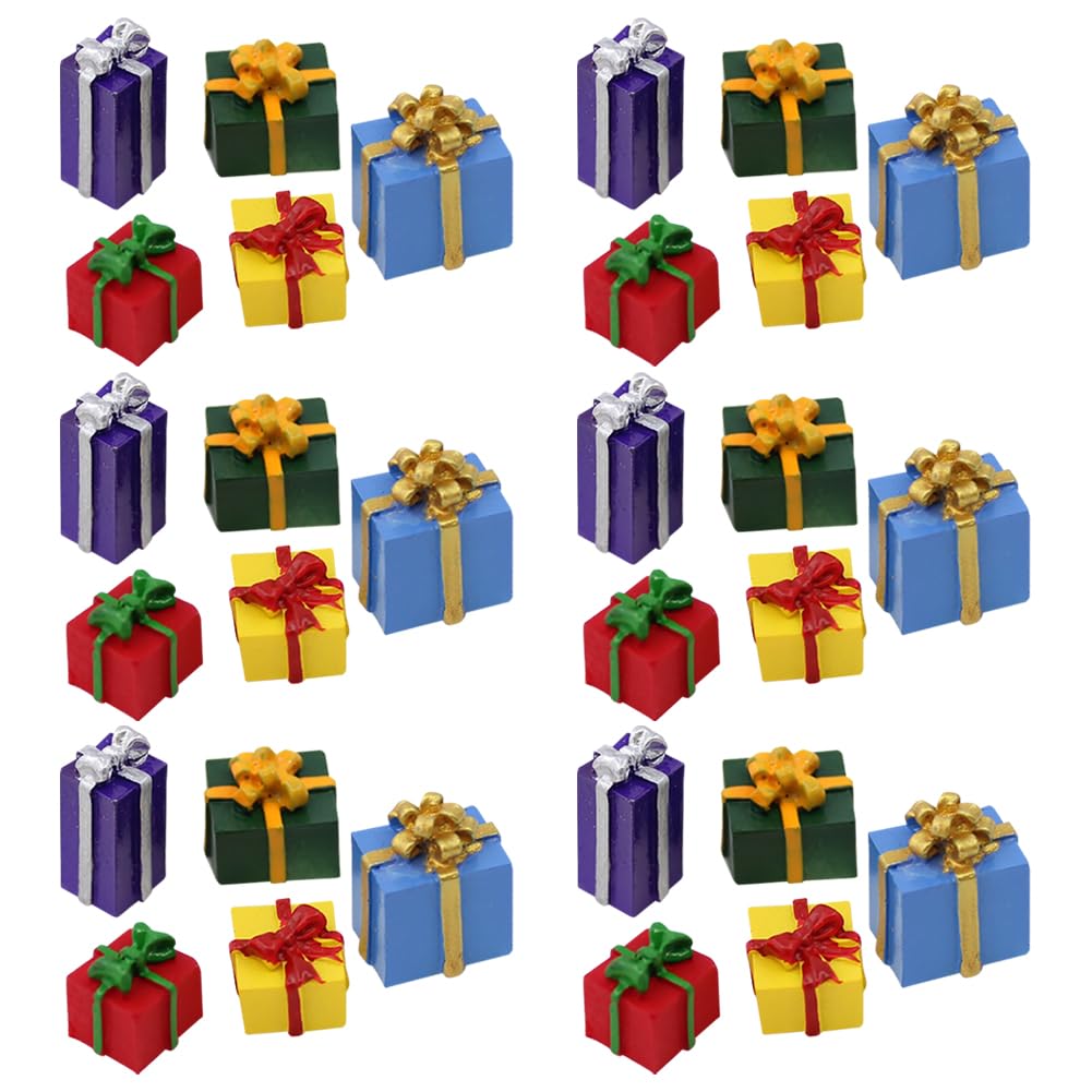 JIHUOO 30 Pcs Christmas Craft Gift Miniatures Xmas Small Present Ornaments Mini Gift Box Figurines Figures Christmas Tree Small Gift Boxes Decorations Mini Gift Boxes