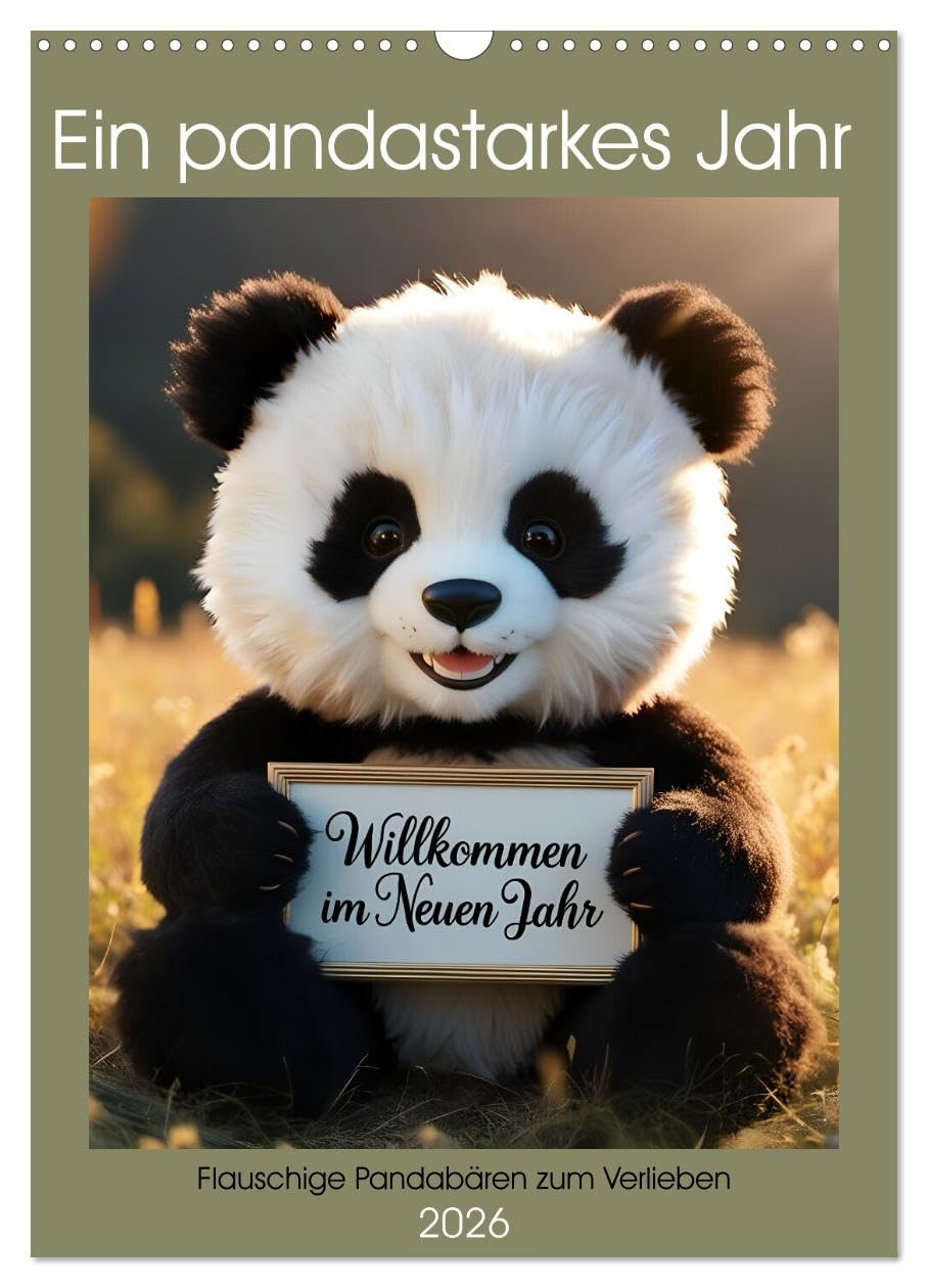 A year full of pandas - Fluffy panda bears to fall in love with UK-Version (Wall Calendar 2026 DIN A3 Portrait), CALVENDO 12 Month Wall Calendar โ image 1