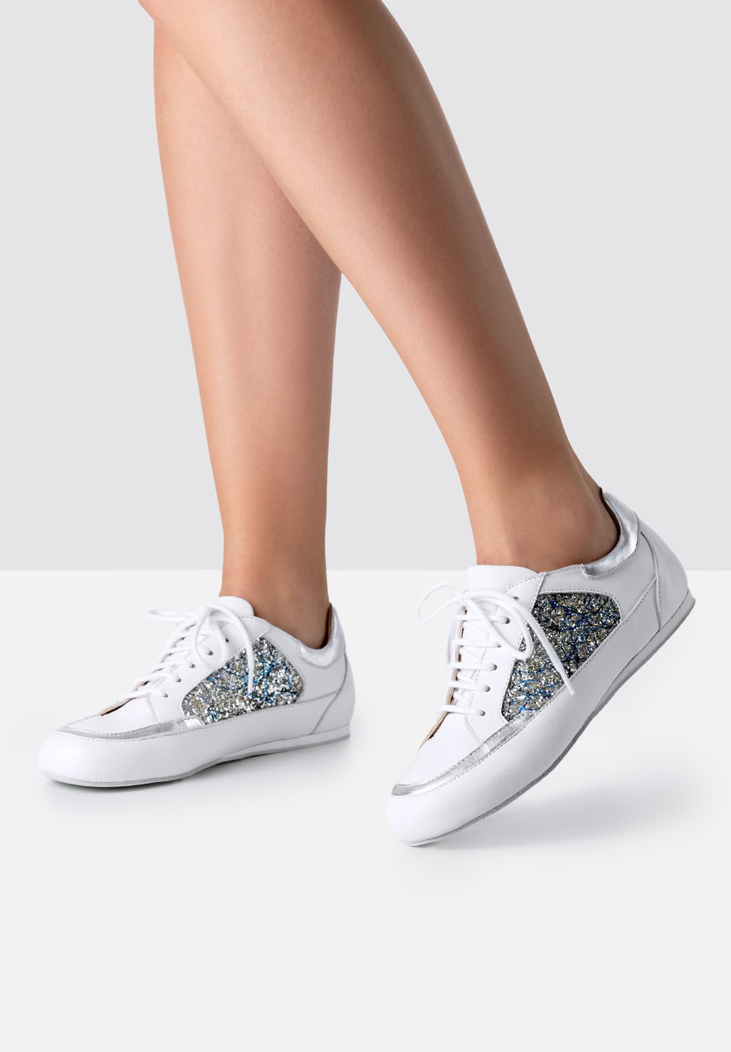 Werner Kern Carol Ladies Dance Sneaker (UK Size) (White Nappa/Brocade/Silver Chevro, Adult, Women, 5, Numeric, US Footwear Size System, Medium)