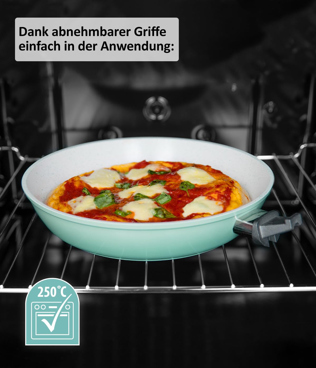 Genius Cerafit Revolution - Padella antiaderente in ceramica, senza PFAS con coperchio in vetro, manico rimovibile, adatta a tutti i piani cottura a induzione, lavabile in lavastoviglie