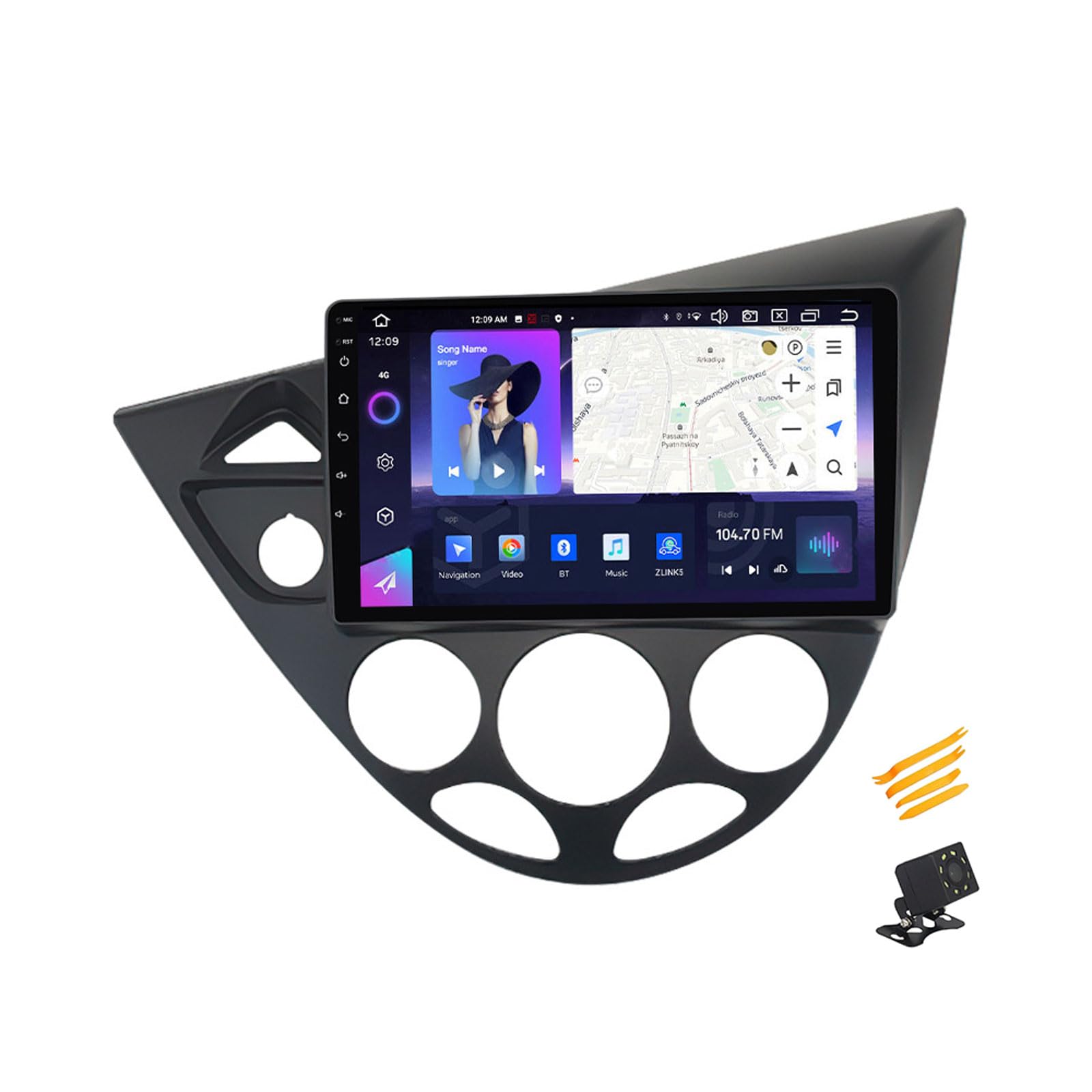 EsaSam Android 13 Car Stereo Bluetooth Car Play 2 DIN Touch Screen Compatible with Ford Focus Fiesta 1998~2004 9in QLED Display Car Radio with Navigation Android Auto FM RDS SWC,8 Core NF7 8G+256G