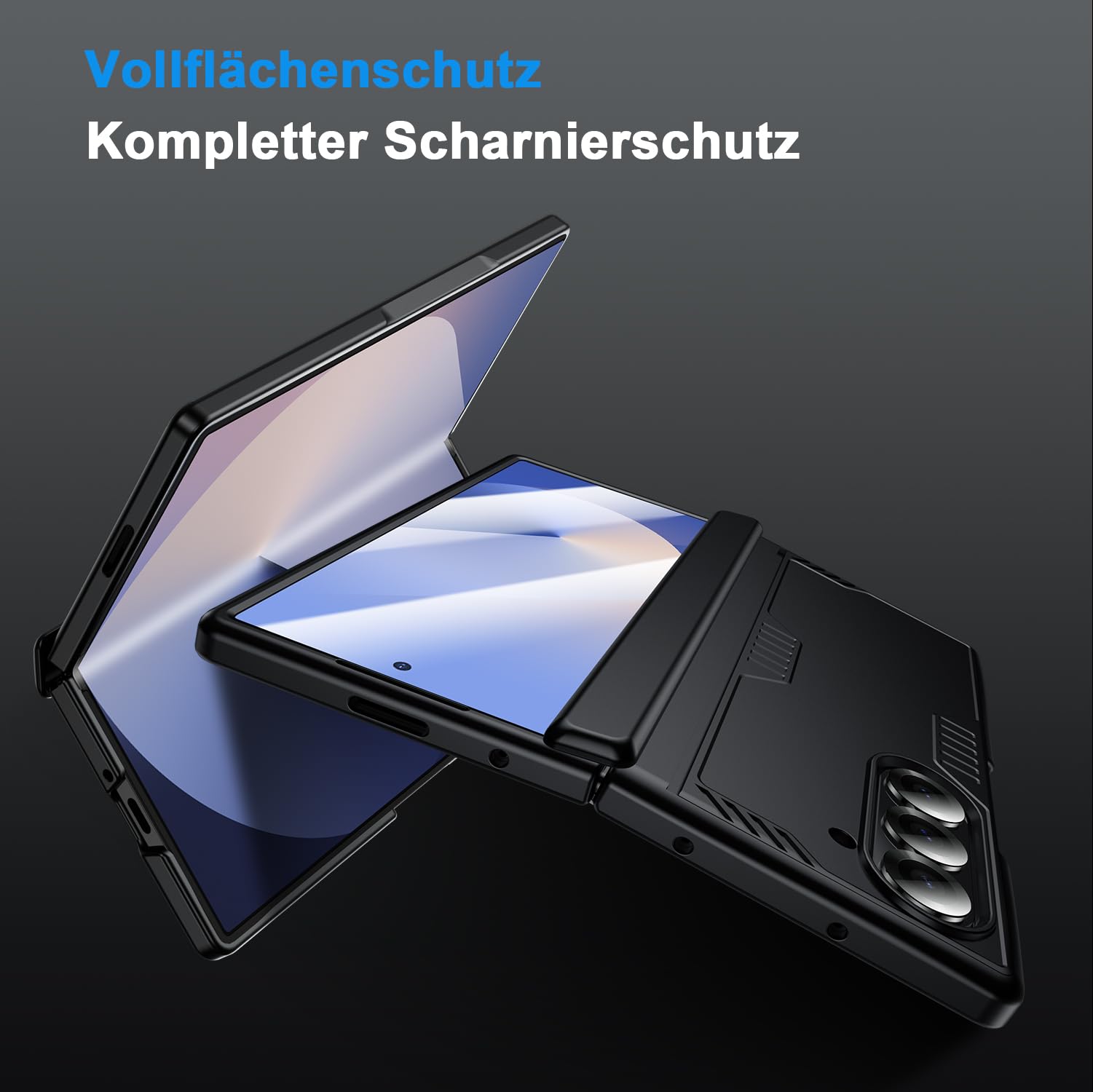 Custodia per Samsung Galaxy Z Fold 6: pellicola protettiva HD, supporto nascosto, protezione della cerniera, supporta la ricarica wireless, custodia antiurto per Galaxy Z Fold 6, nero