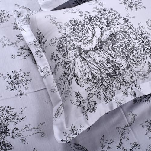 Image of Huesland by Ahmedabad Cotton 210 TC Premium Cotton Pillow Cover Set of 2 - White & Black