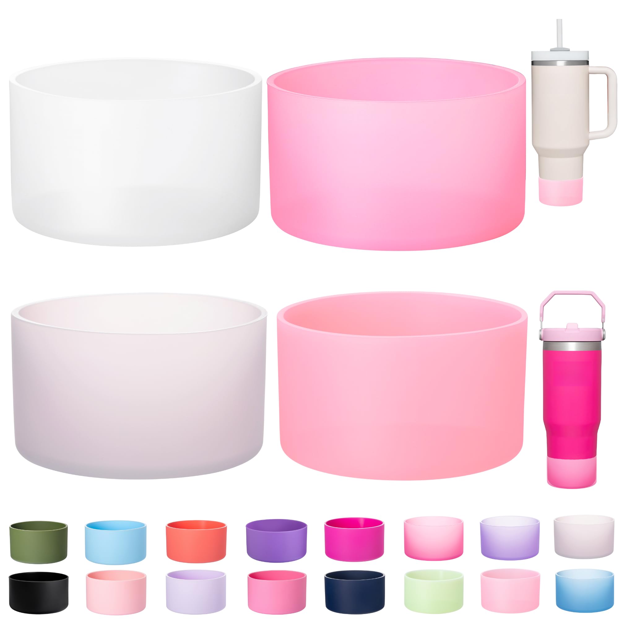 4-Pack Silicone Boot for Tumbler Boot Stanley Cup Quencher IceFlow Rubber Bottom Sleeve Protector for Stanley Tumbler HydroFlask Simple Modern Owala Car Travel Cup Bottle Bottom Sleeve