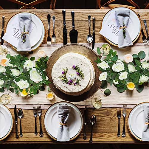 Huryfox Artificial Flowers Garlands - 2 Strand 230cm Long Artificial Flower Vines for Decorations, Faux White Rose Floral Arch with Realistic Design for Home, Garden, Indoor/Outdoor Weddings, Parties