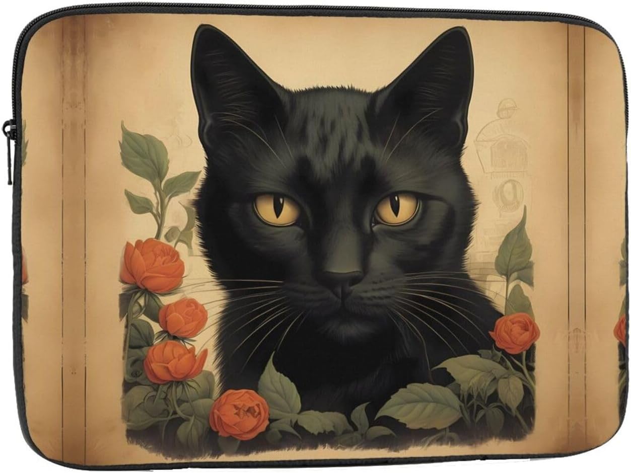 Beautiful Black cat Printed 13 inch Laptop Case, Business/Office Commuter Laptop Case