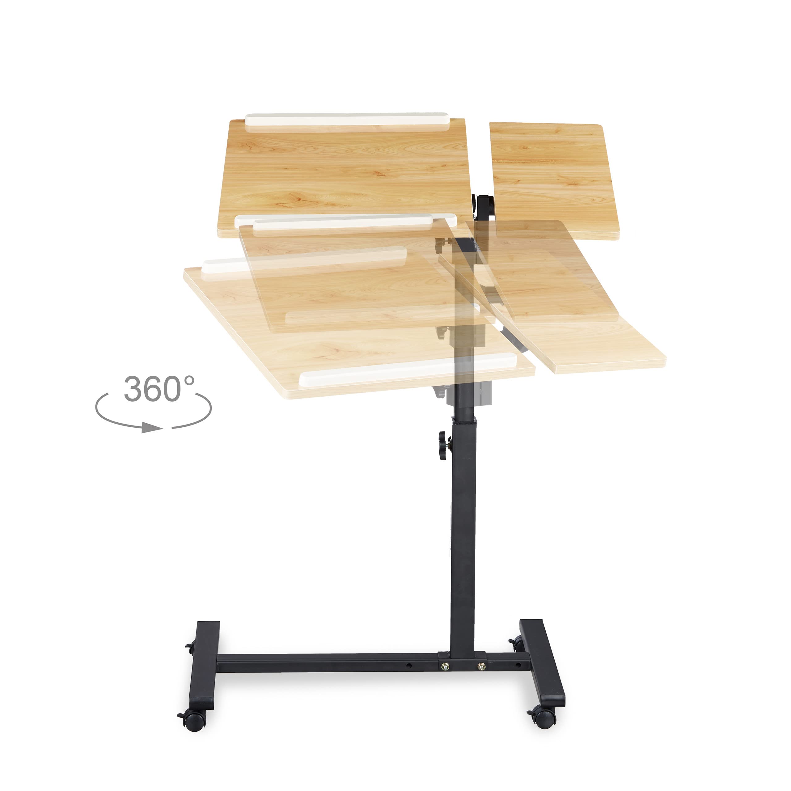 Relaxdays Laptoptisch höhenverstellbar HBT 95 x 60 x 40 cm Notebook Ständer auch für Linkshänder Sofatisch Beistelltisch mit bremsbaren Rollen mit Ablage für Maus mit 2 Stopp-Leisten – Bild 6