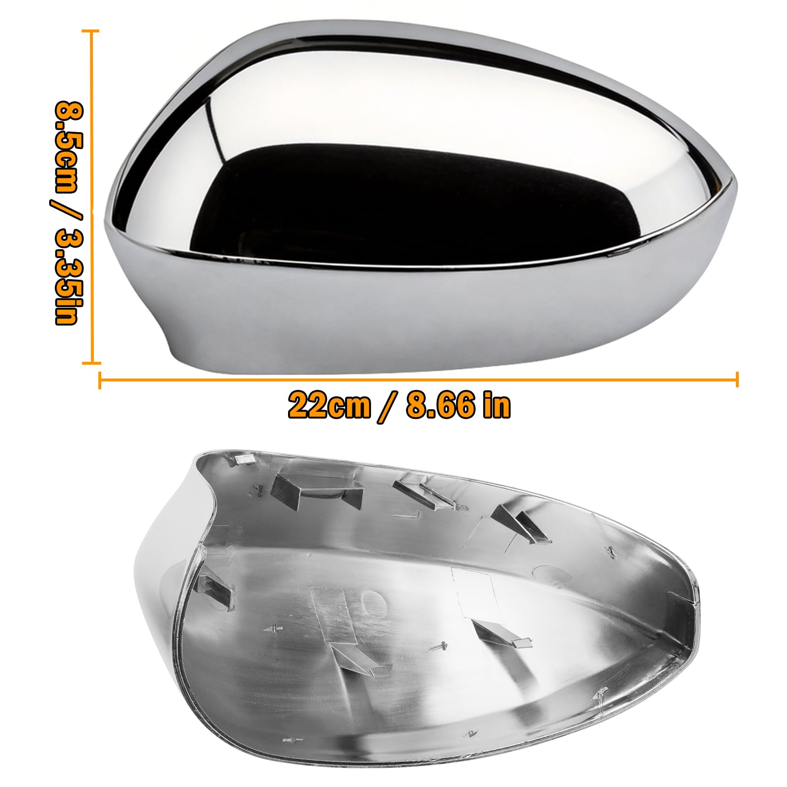 TTCR-II 2PCS Compatibile con Calotte Specchietti Fiat 500/500C/500E/Abarth 500 2007-2024/Grande Punto 2005-2018, Fiat 500 Copri Specchietto Sinistra+Destra Specchio Retrovisore Punto-Argento