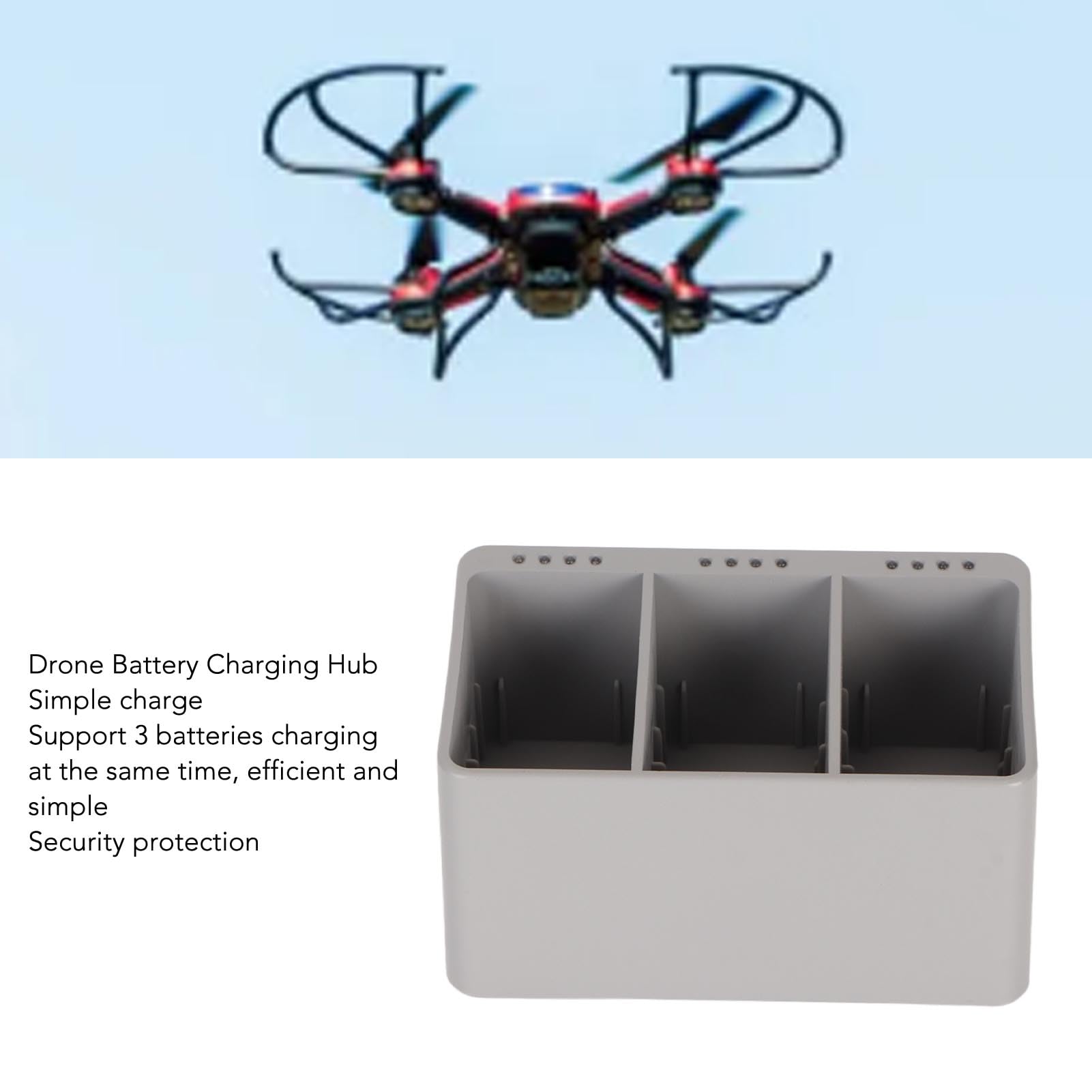 Goshyda Hub de Carga de Batería de Dron Simultáneo de 3 Baterías, Cargador Rápido para Mini 3 Mini Pro, Chip Inteligente PD de 30 W con Protección contra Sobretensión, Almacenamiento de Batería USB C