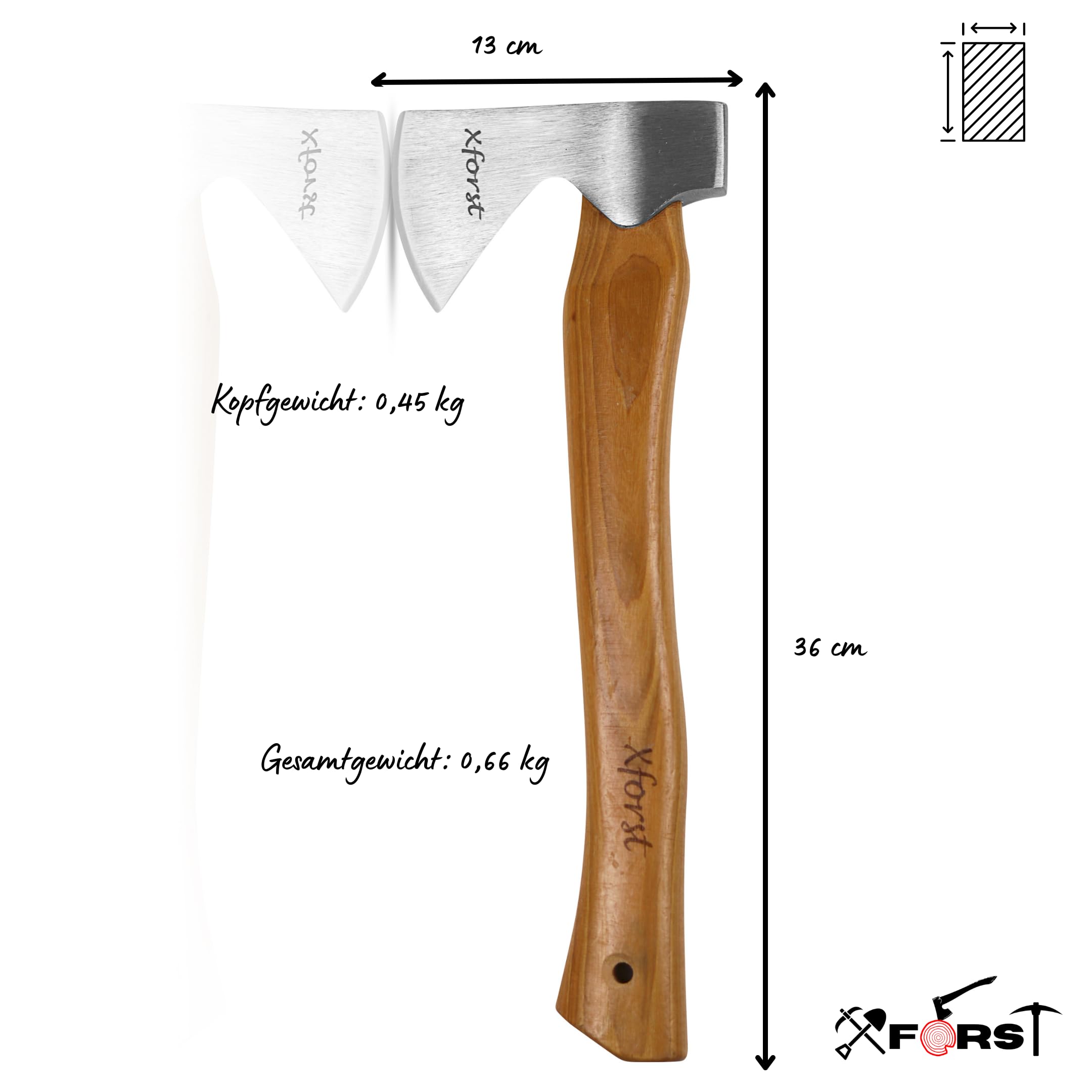 Hacha Xforst, hacha de mano con mango de madera de Hickory, hacha vikinga. Modelo X-TA5x TA