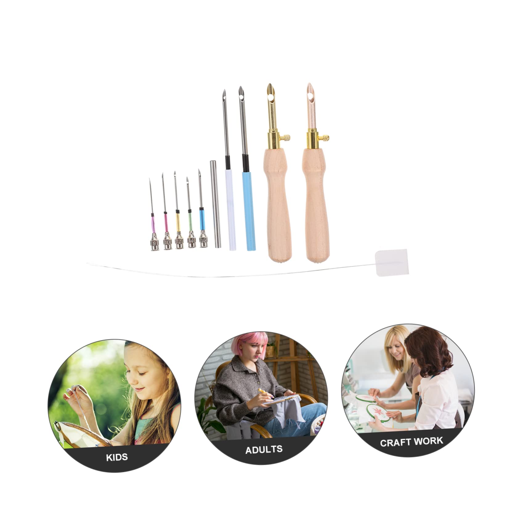 NUOBESTY 5juegos Agujas De Punch Needle Para Bordado Herramienta De Costura Mango Ergonómico Kit Para Proyectos De Bordado y Manualidades