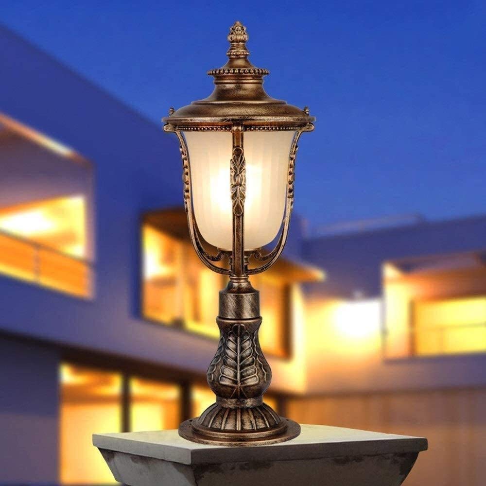Lampadaire extérieur étanche en aluminium bronze pour jardin et terrasse