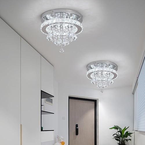 Miniatura 8 de Deckrico Lámpara de techo de cristal de 11.8 pulgadas, lámpara LED moderna de montaje empotrado, accesorios de iluminación para cocina, dormitorio,