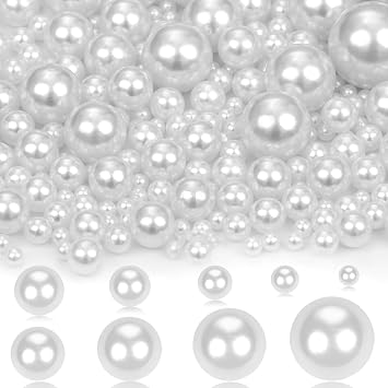 2200PCS Pearls for Crafting, White No Hole Beads for Centerpieces Vases, 9 Sizes Bulk Fake Pearls Beads for Vase Filler, Candles Centerpiece, DIY Crafts, Jewelry Making 4/6/8/10/12/14/16/18/20mm