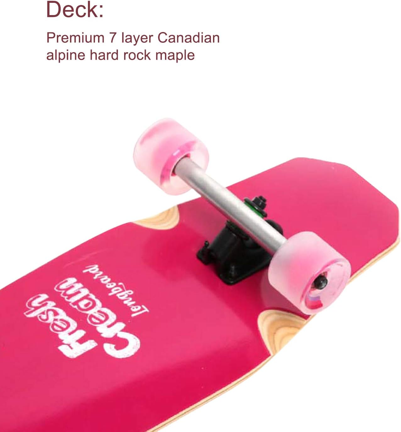 WHOME Longboard - 44 Inch Long Boards for Adults/Teenagers Girls/Kids Beginner/Pro Dancing Freeride Freestyle Cruising Longboards Skateboard (Pro Design Fresh Cream)