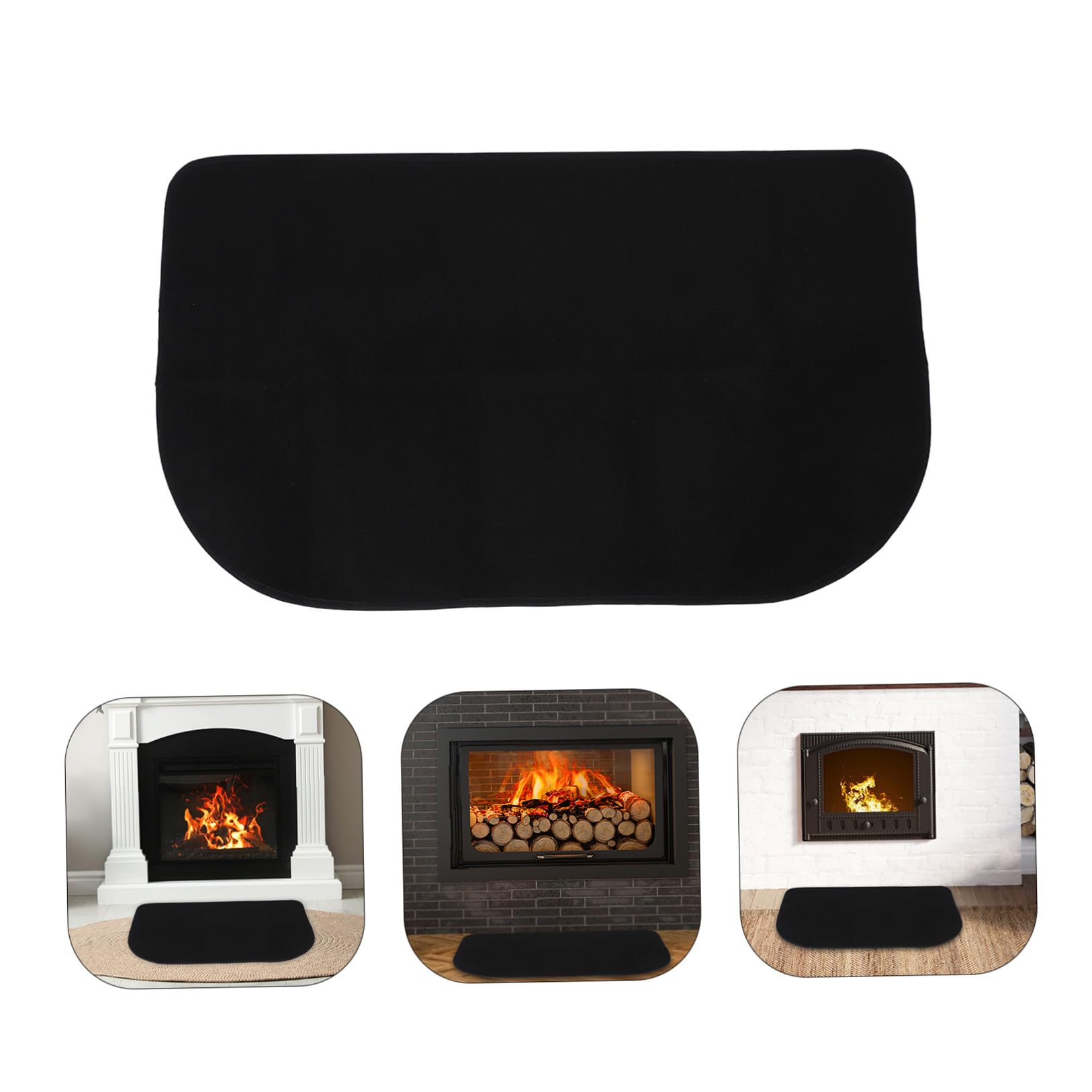 Tappeto Ignifugo per Caminetto Mezza Luna 40x60 Cm in Poliestere e Pvc Resistente al Calore per Protezione Pavimento Interno ed Esterno Inverno