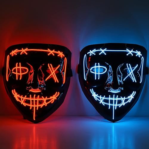 Miniatura 7 de GAOMON Máscara de Halloween con luz LED, máscara aterradora para festivales, cosplay, disfraces de Halloween, fiestas de máscaras, carnaval