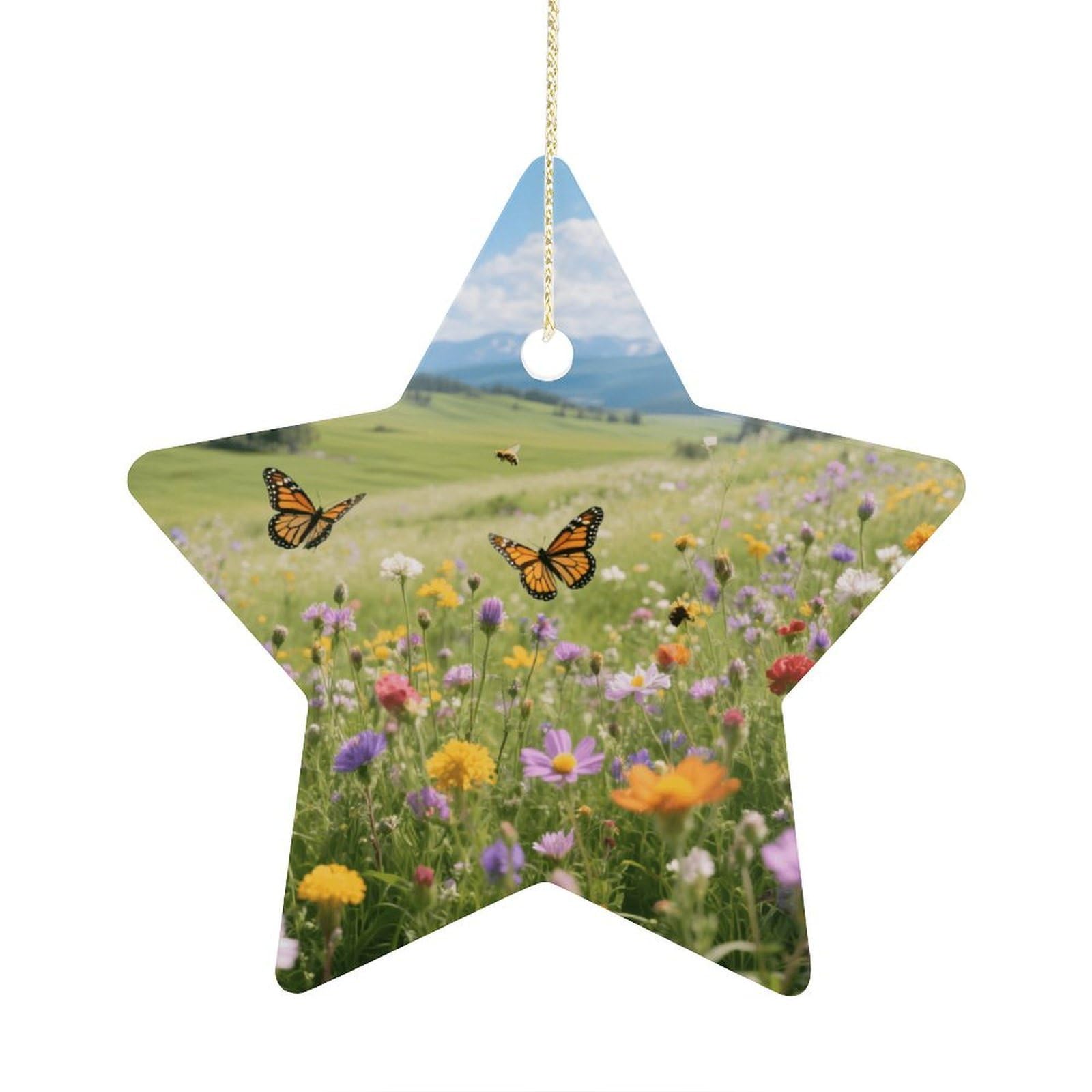 Fodpand Women's Style Wildflower Valley In Full Bloom Ornament With String, Keepsake Hanging Decorations,Ceramic Ornaments For Men Indoor Home Holiday Party Gifts